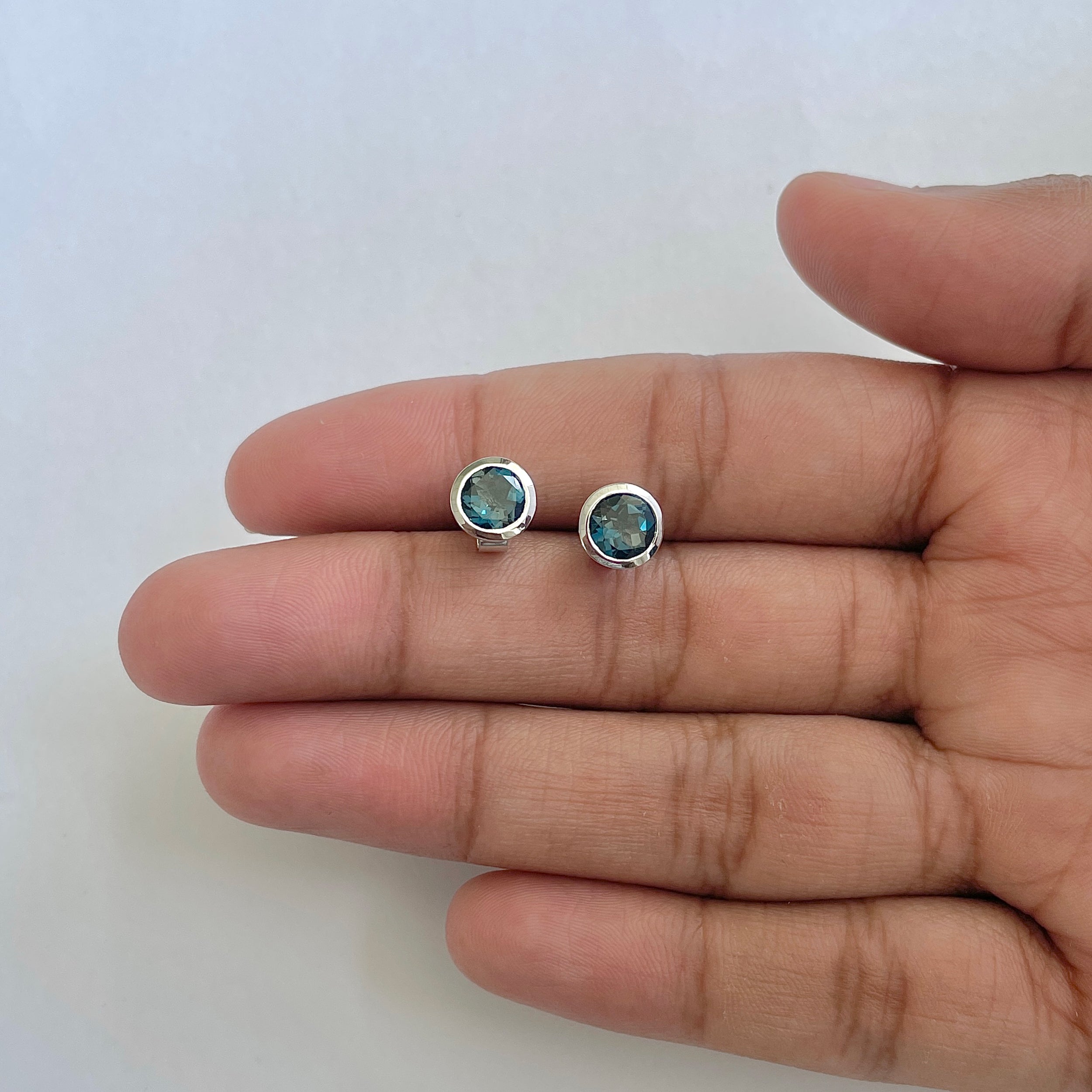 London Blue Topaz Stud Earring-(LBTZ-RDE-1426)