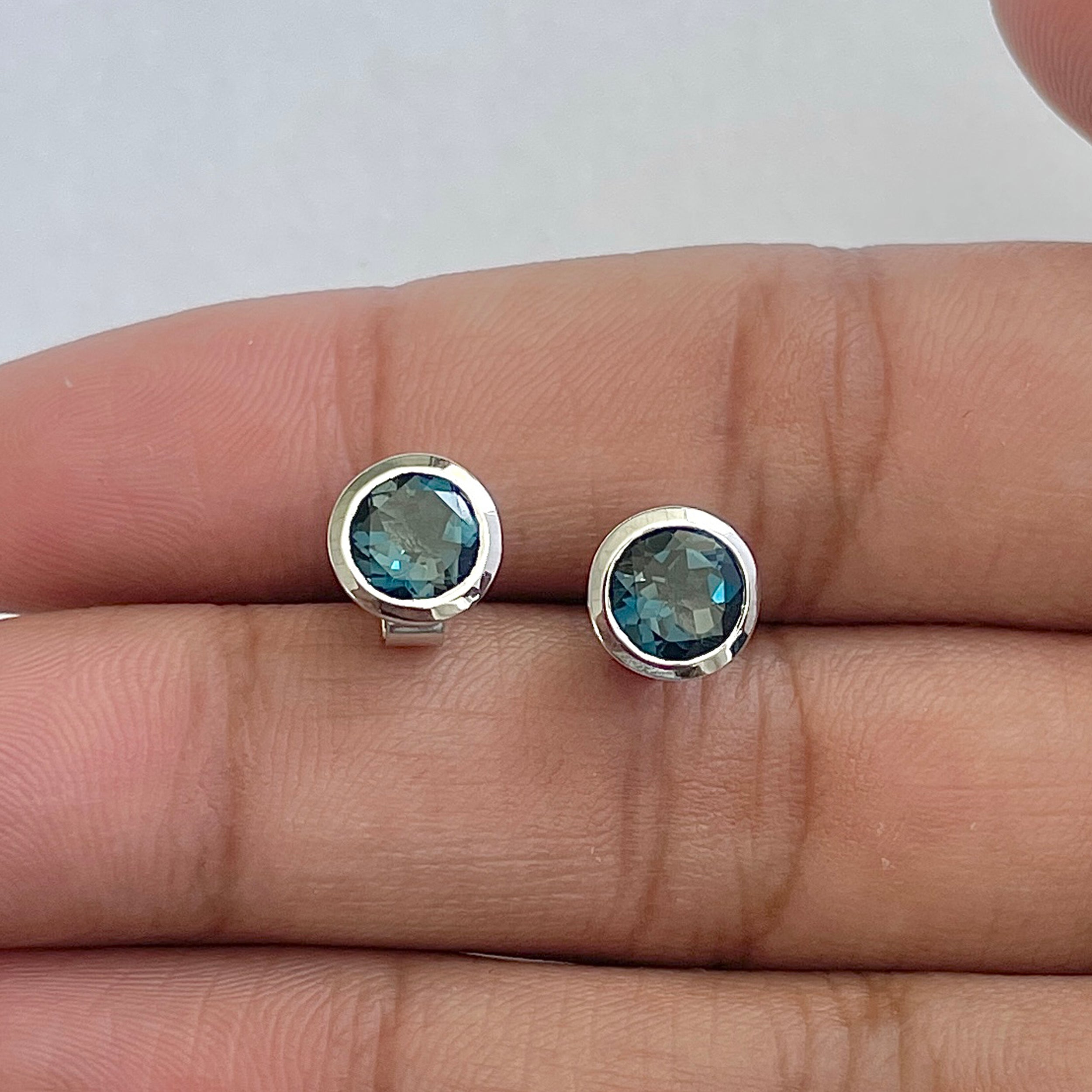 London Blue Topaz Stud Earring-(LBTZ-RDE-1426)