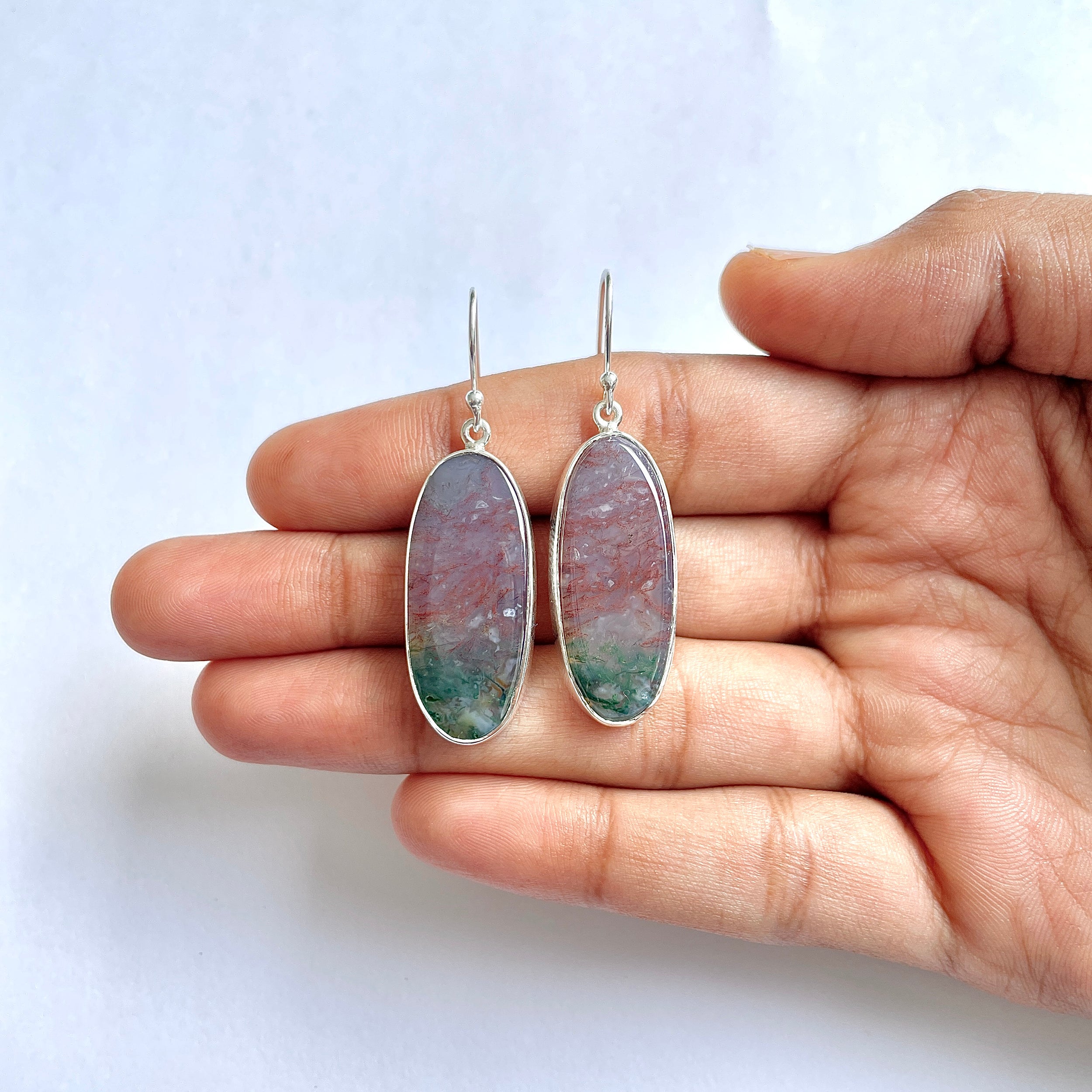 Moss Agate Earring-(MOA-3-13)