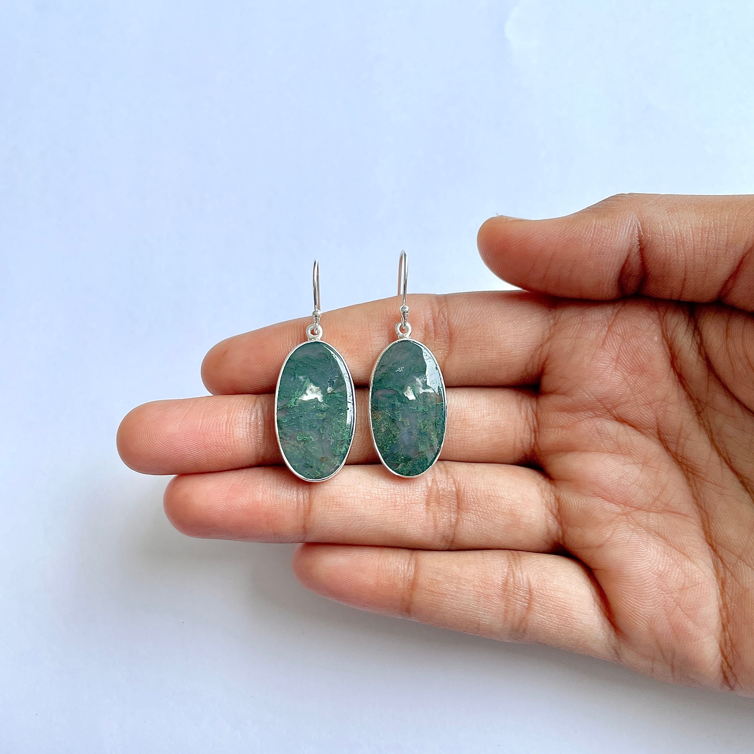 Moss Agate Earring-(MOA-3-20)
