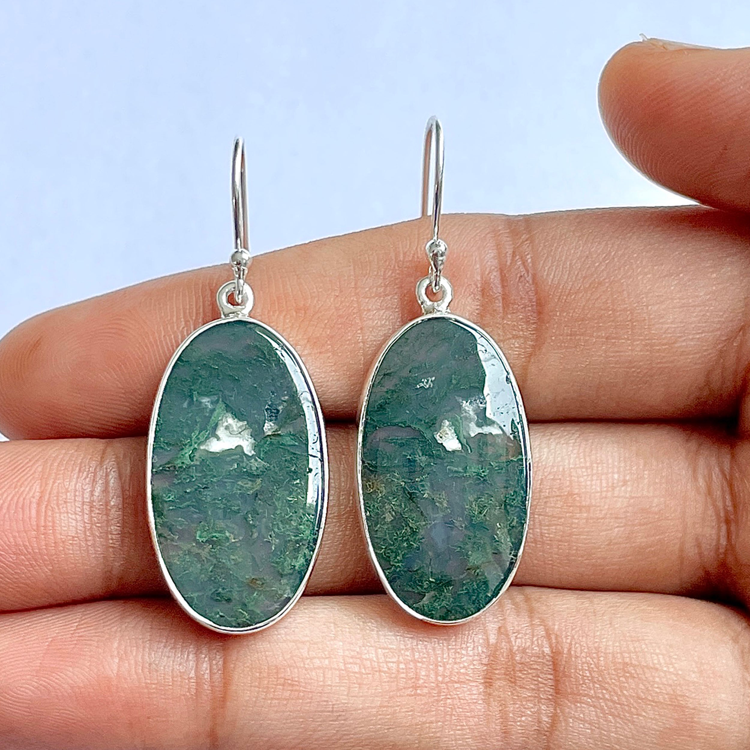 Moss Agate Earring-(MOA-3-20)