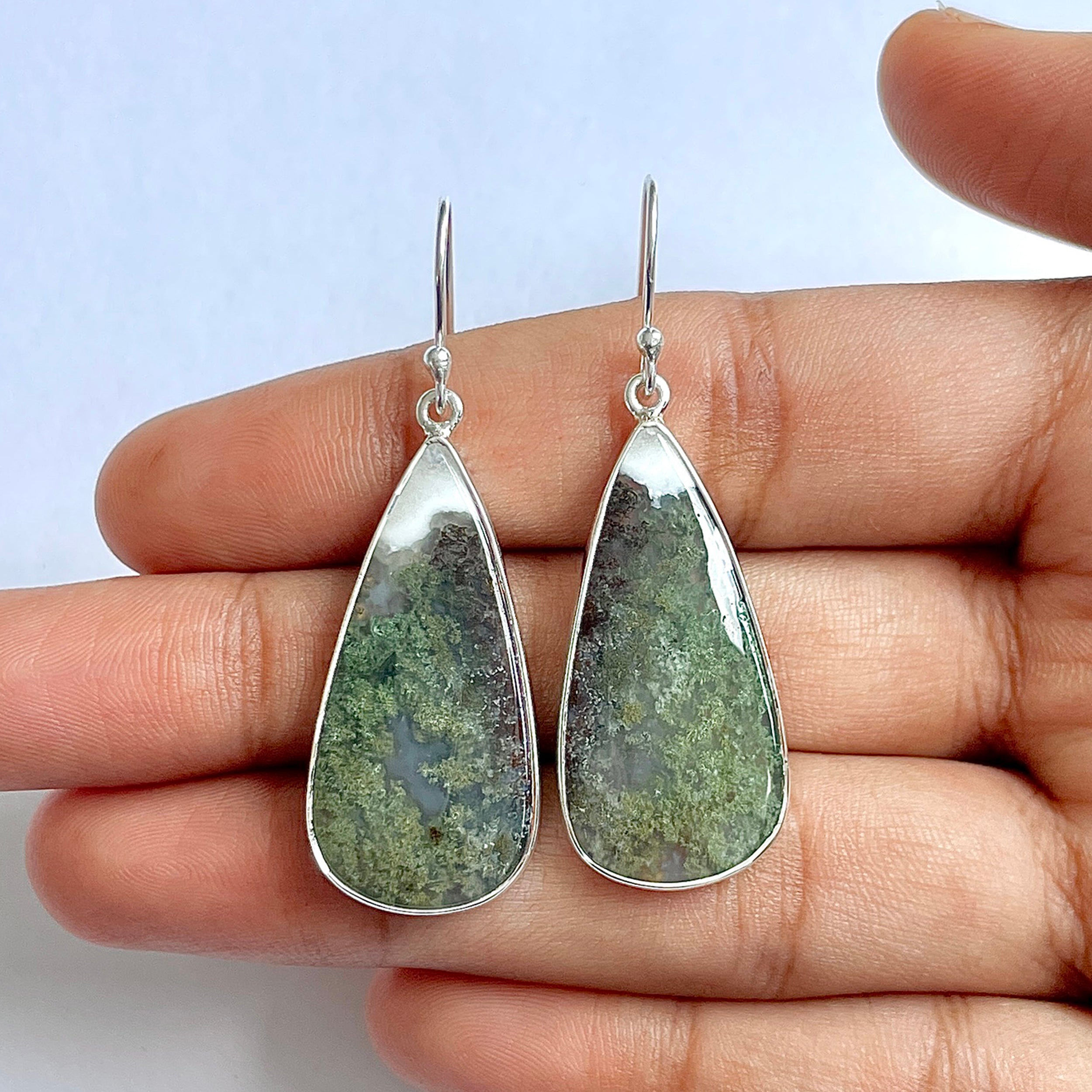 Moss Agate Earring-(MOA-3-23)