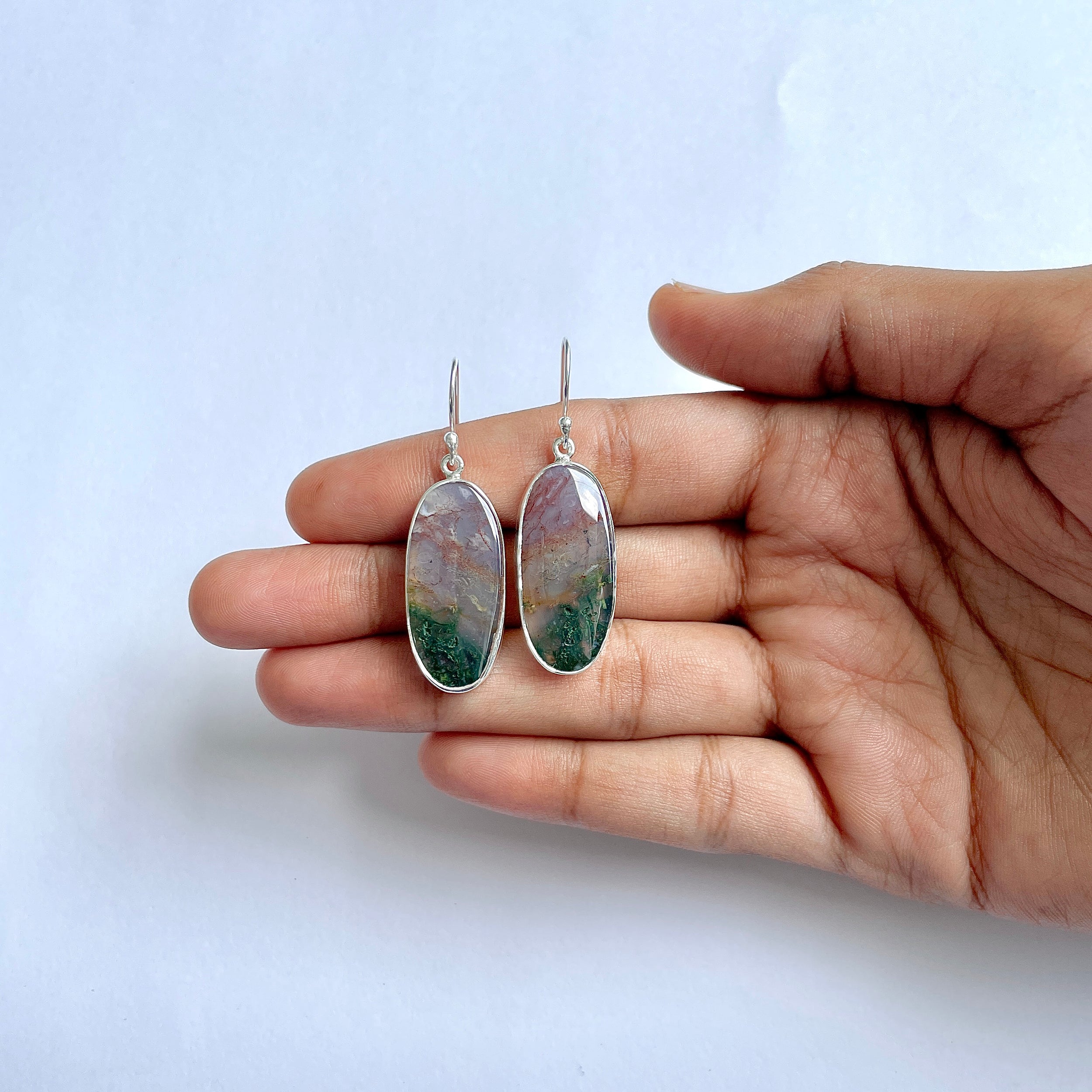 Moss Agate Earring-(MOA-3-25)