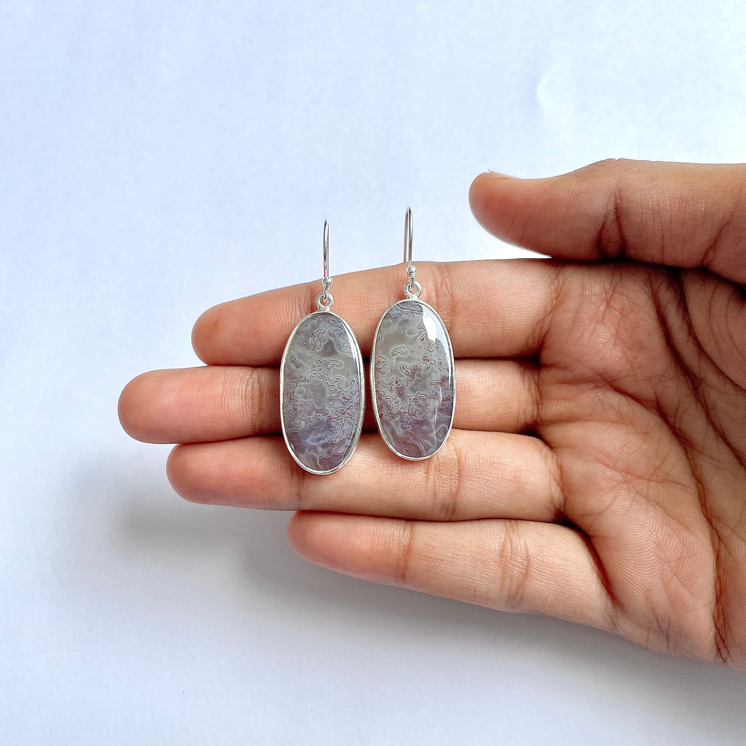 Moss Agate Earring-(MOA-3-26)