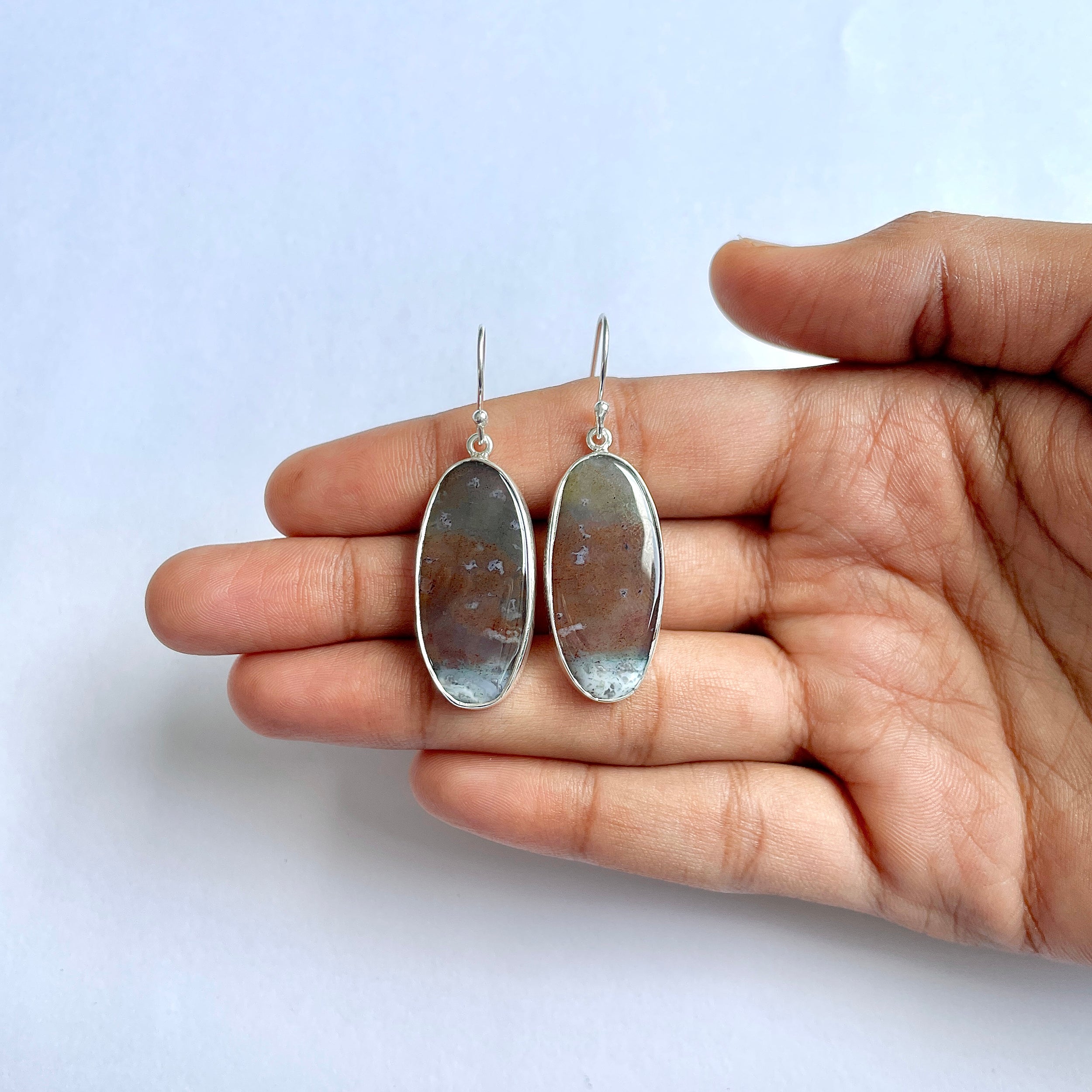 Moss Agate Earring-(MOA-3-27)