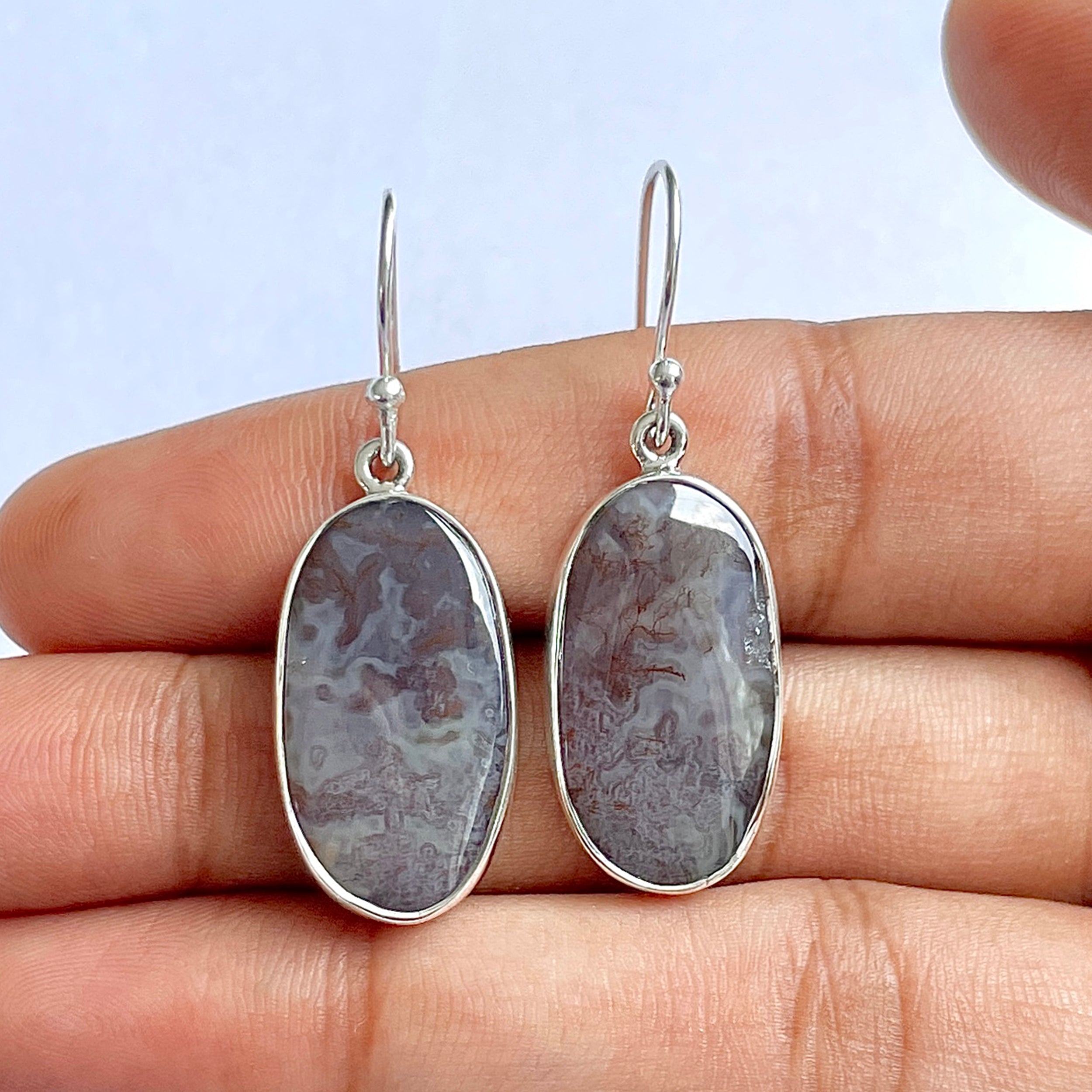 Moss Agate Earring-(MOA-3-3)