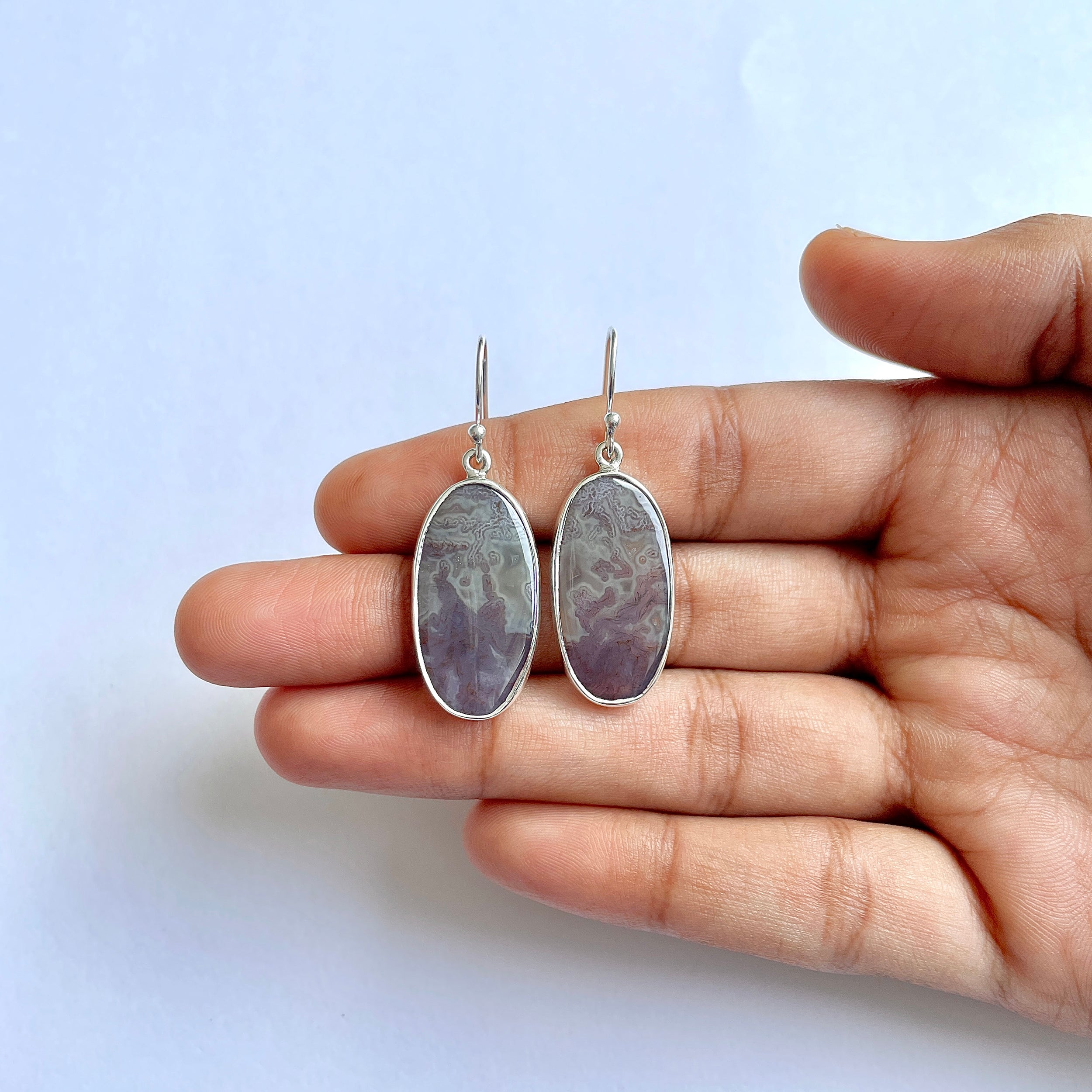 Moss Agate Earring-(MOA-3-33)