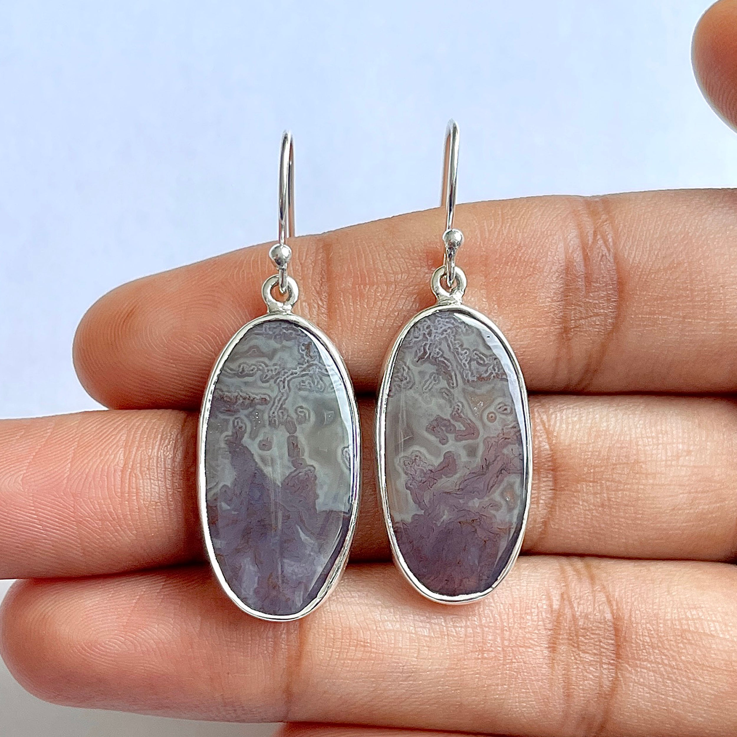 Moss Agate Earring-(MOA-3-33)