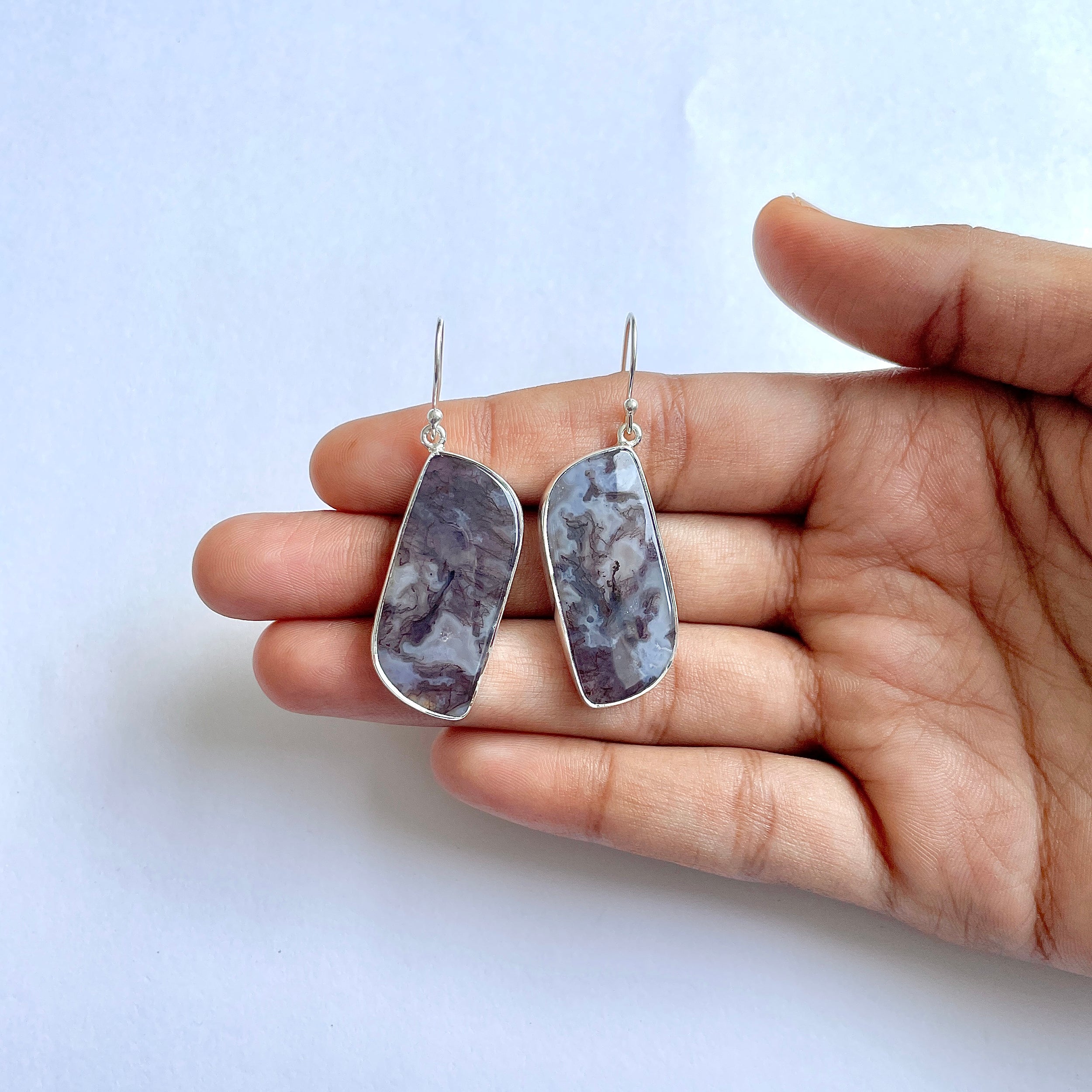 Moss Agate Earring-(MOA-3-34)