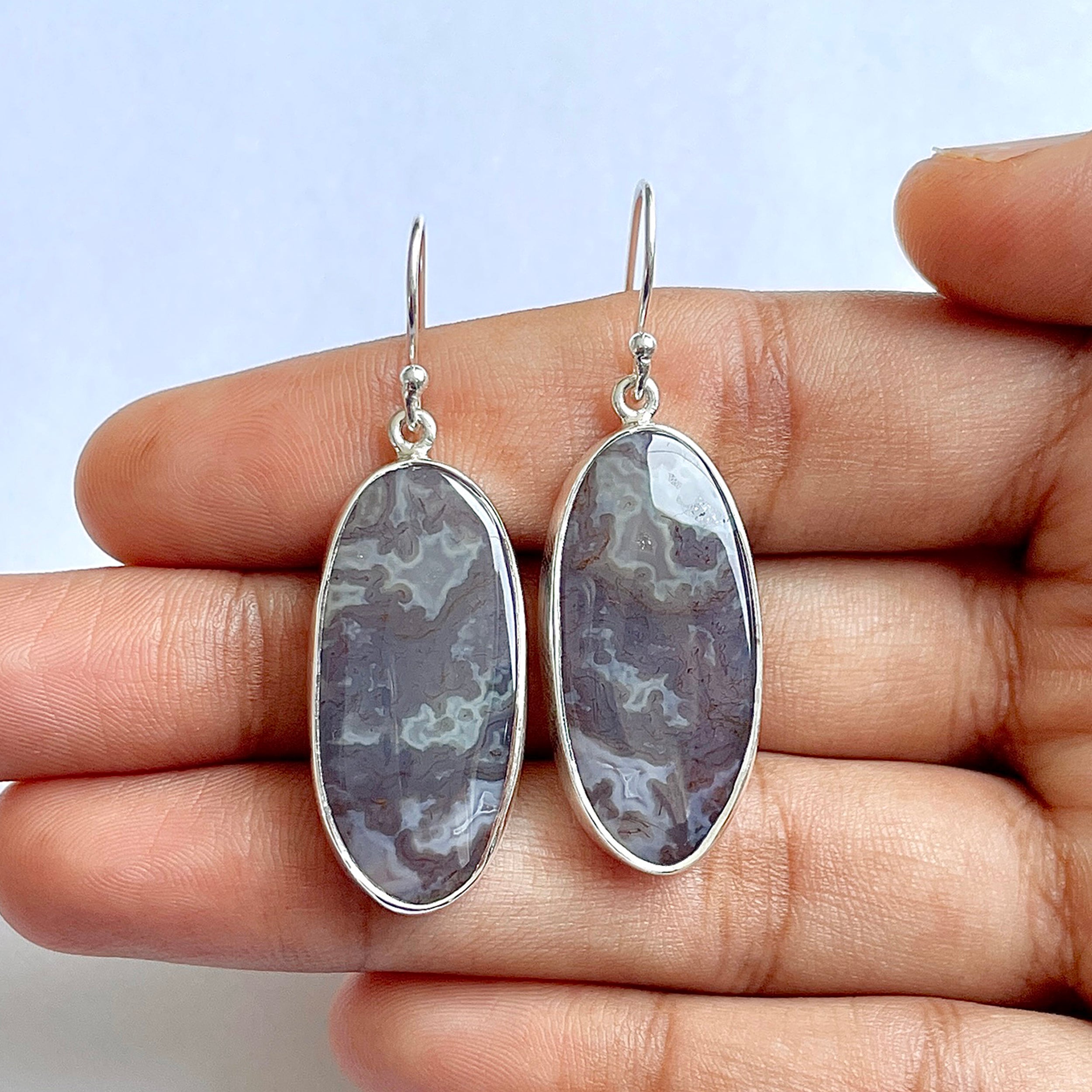 Moss Agate Earring-(MOA-3-36)