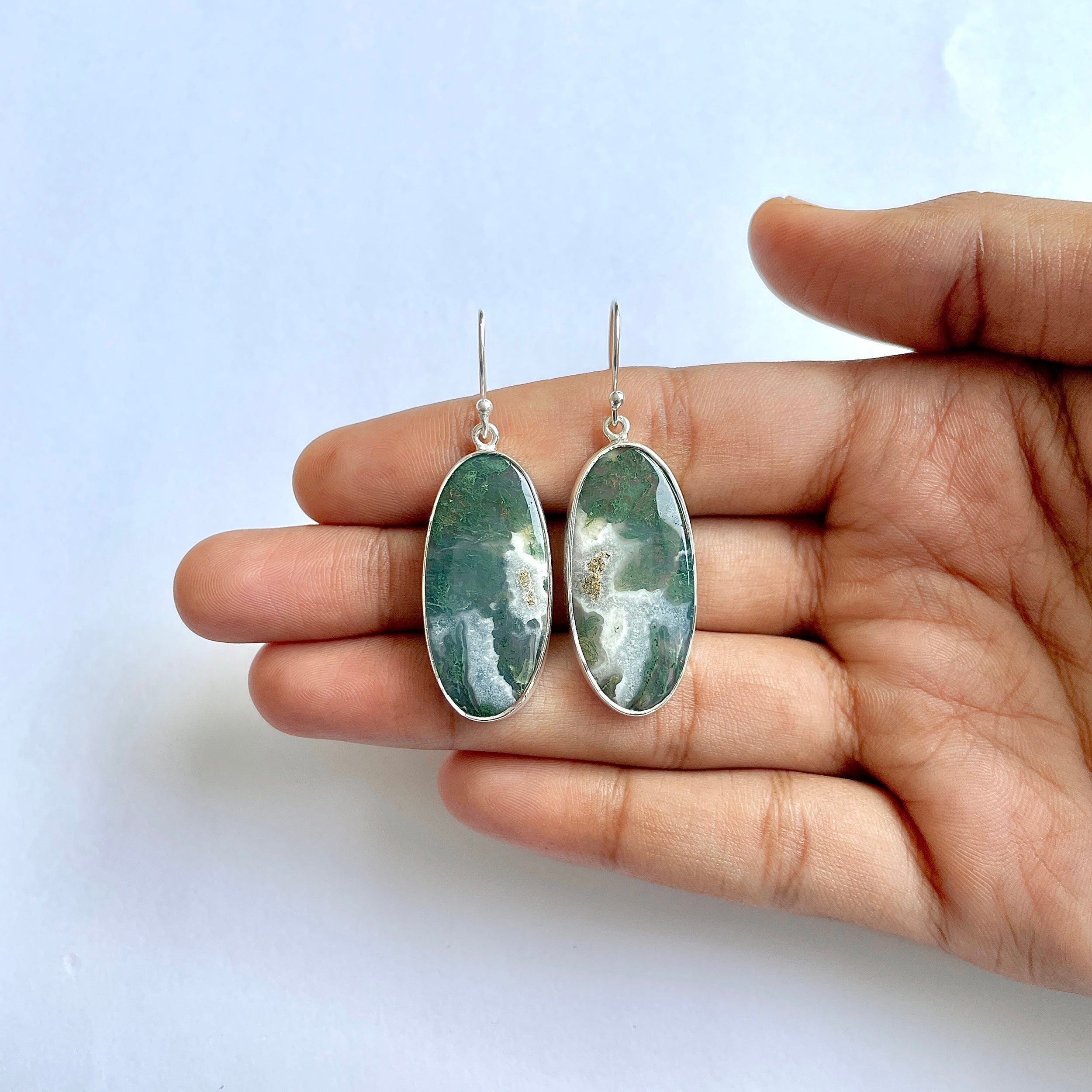 Moss Agate Earring-(MOA-3-41)