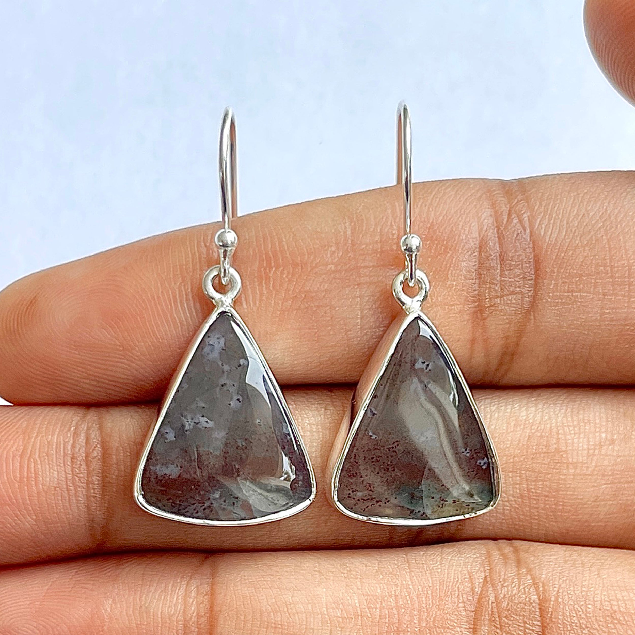 Moss Agate Earring-(MOA-3-43)