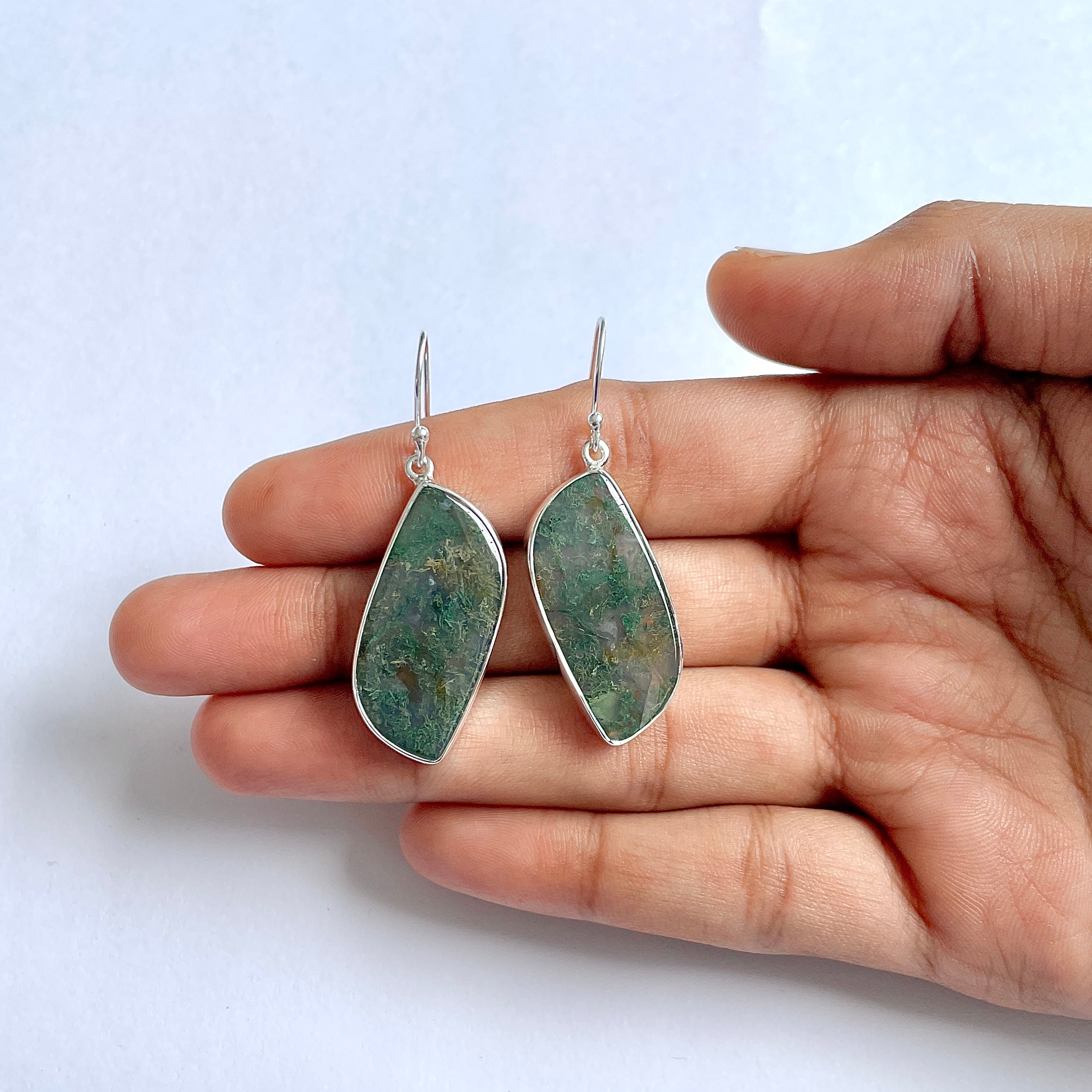 Moss Agate Earring-(MOA-3-6)