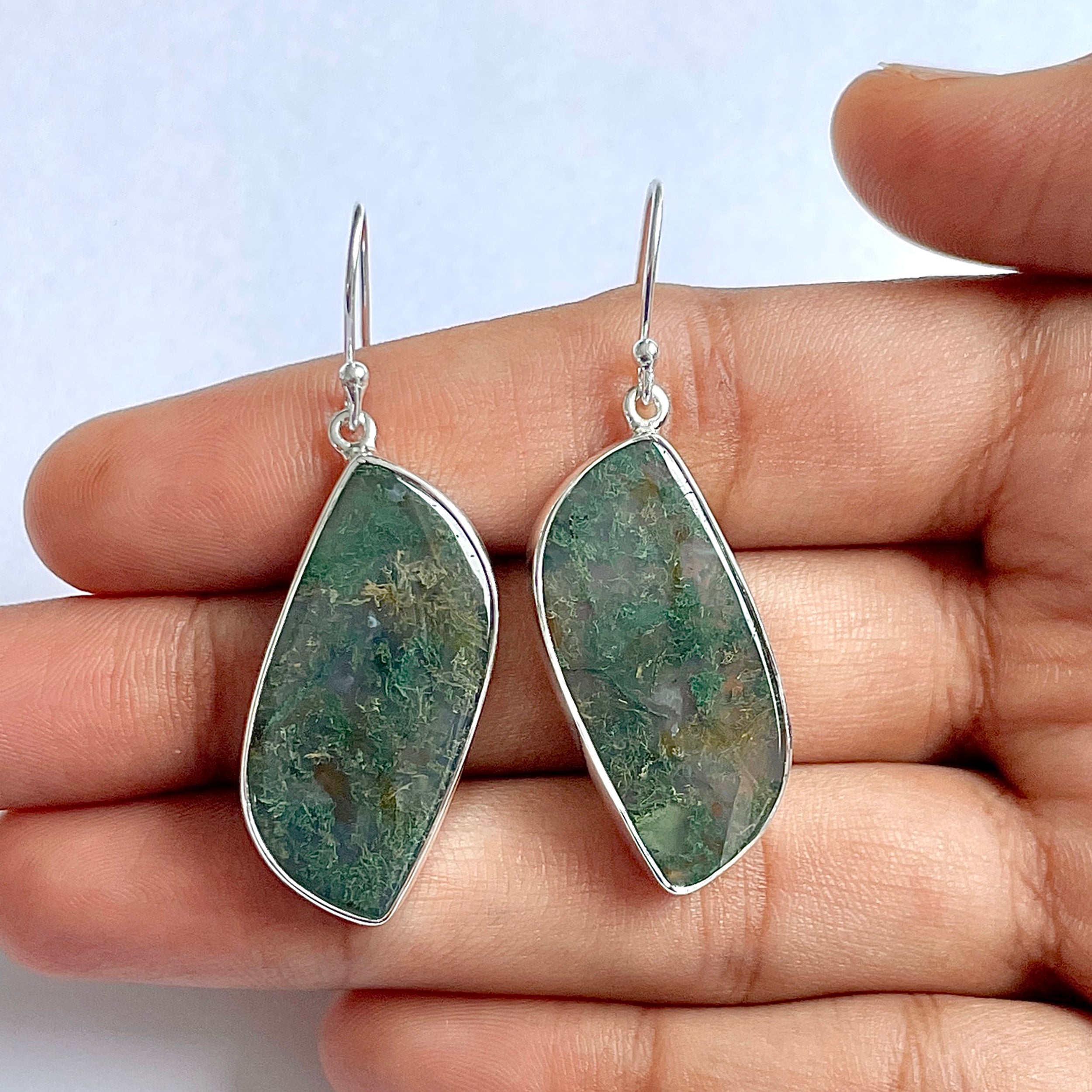 Moss Agate Earring-(MOA-3-6)