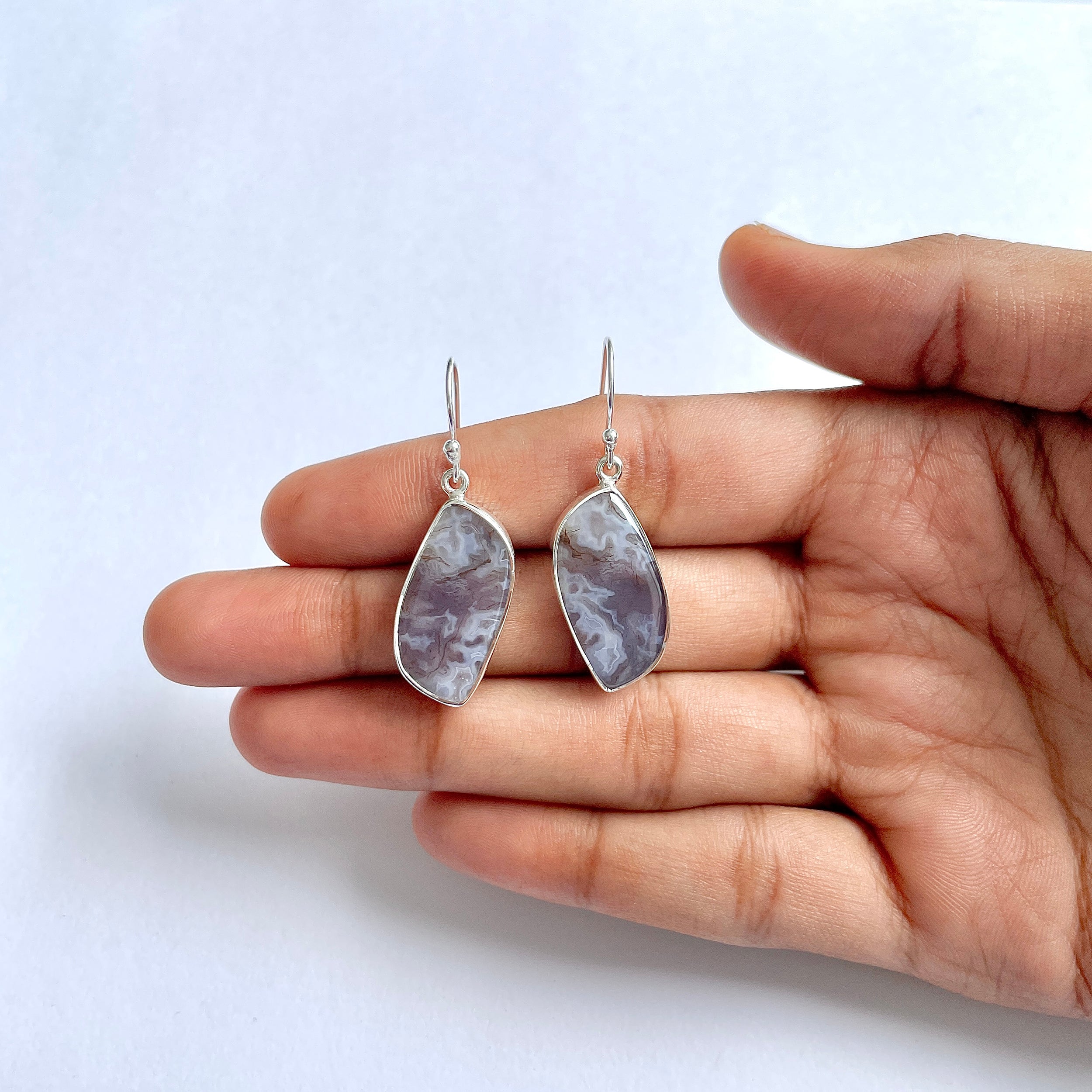 Moss Agate Earring-(MOA-3-8)