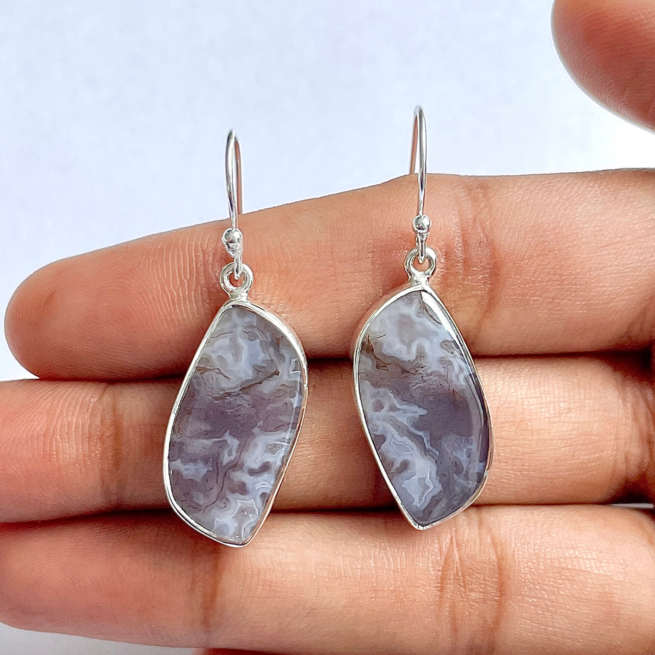 Moss Agate Earring-(MOA-3-8)