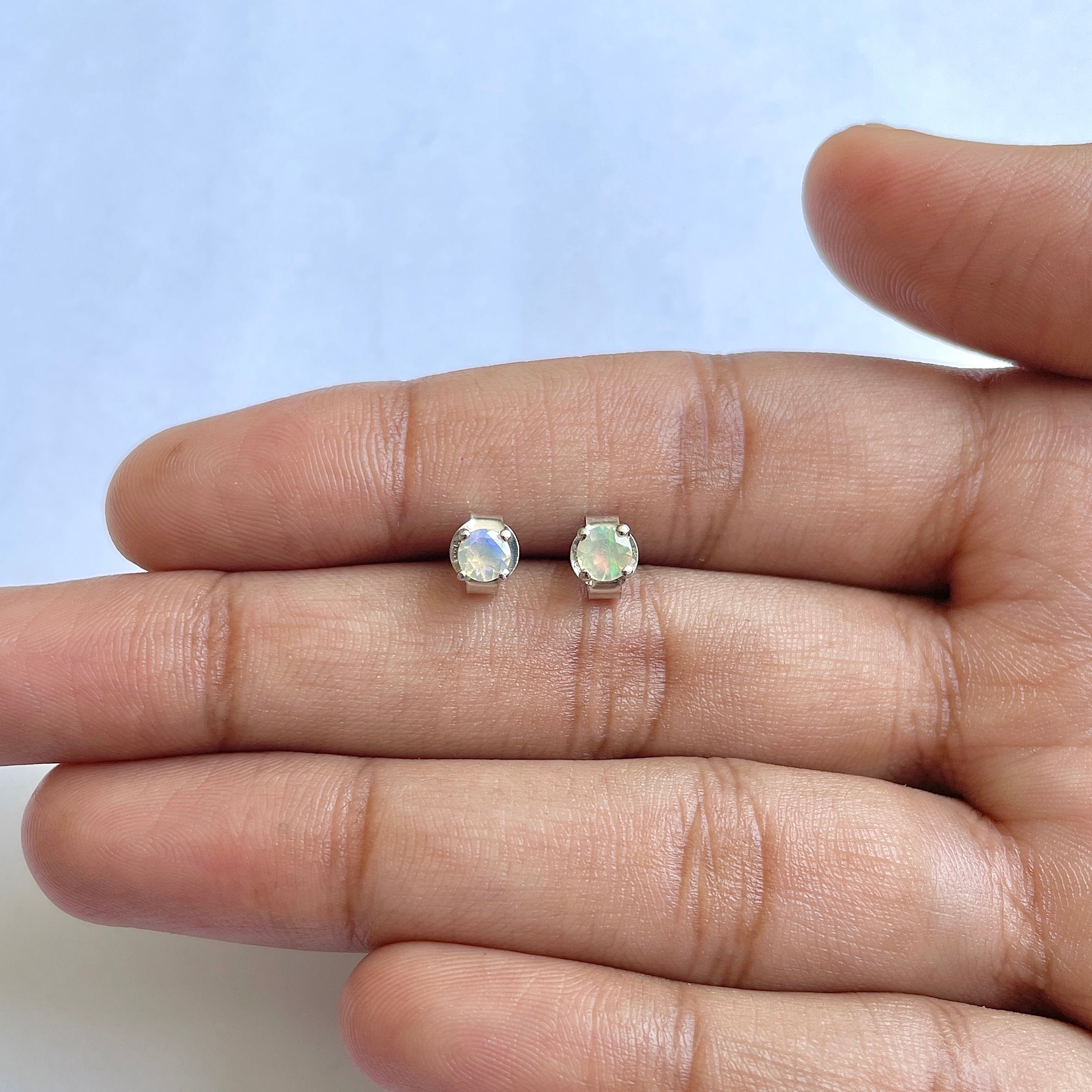 Opal Stud Earring-(OPL-RDE-1023)