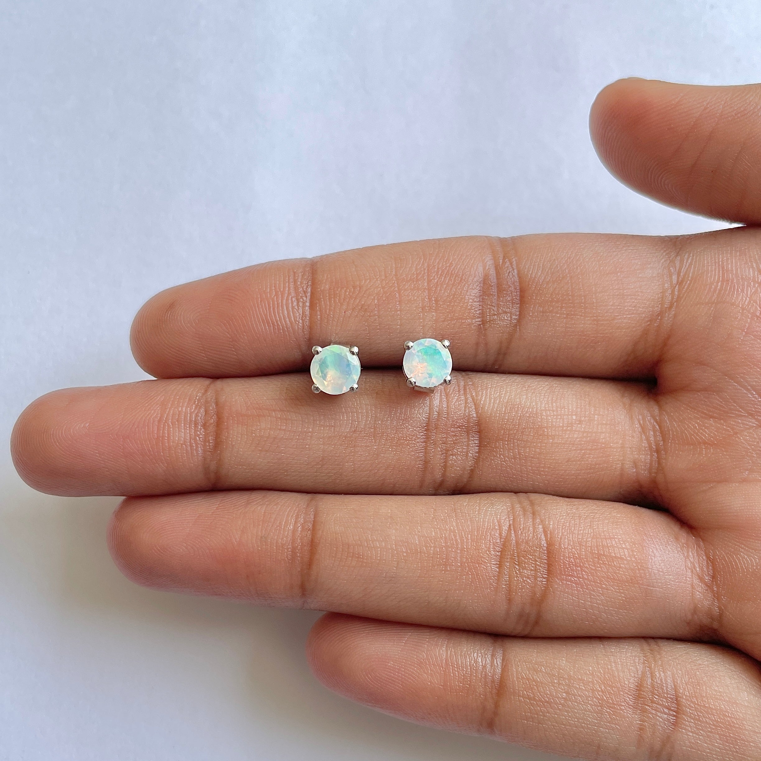 Opal Stud Earring-(OPL-RDE-1024)