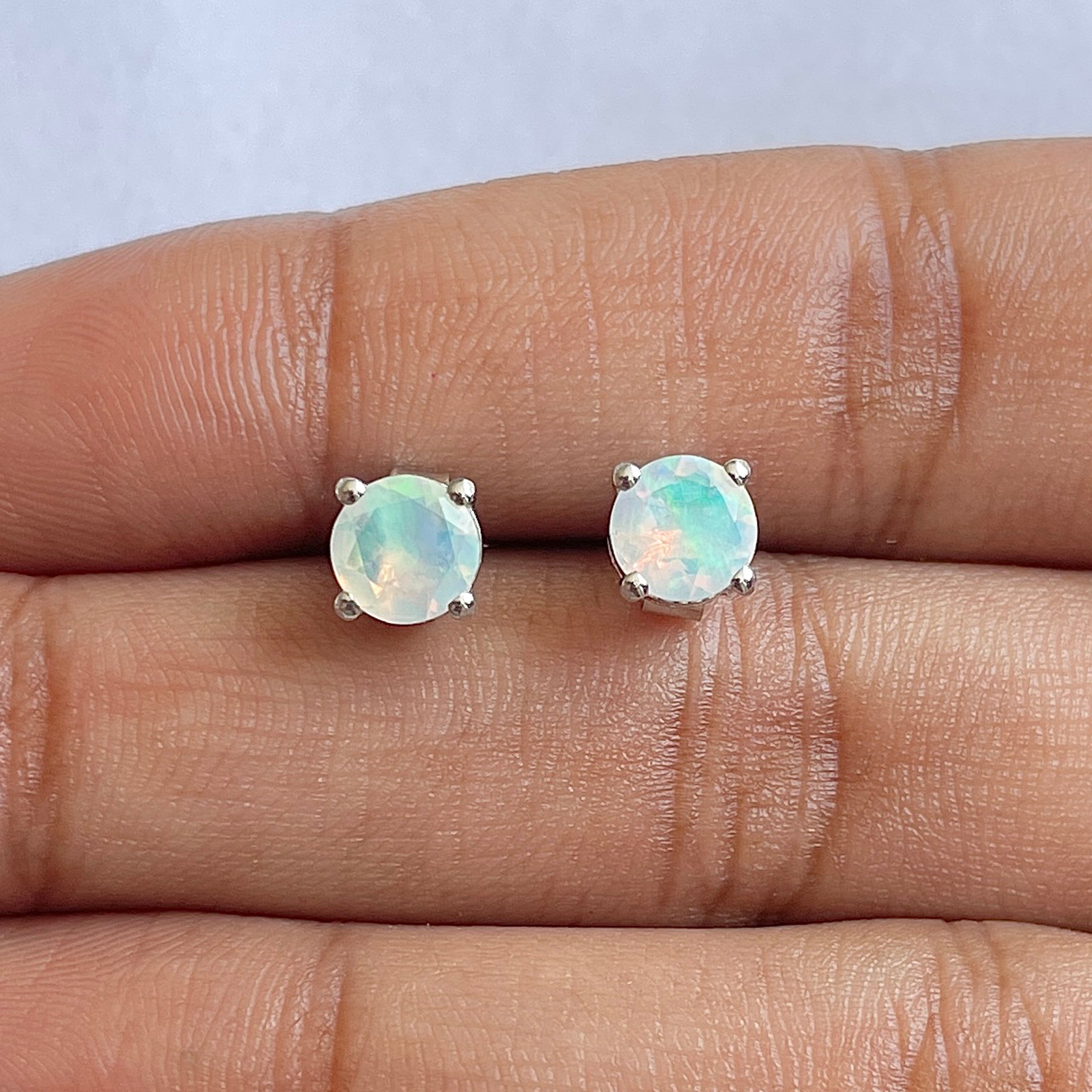 Opal Stud Earring-(OPL-RDE-1024)