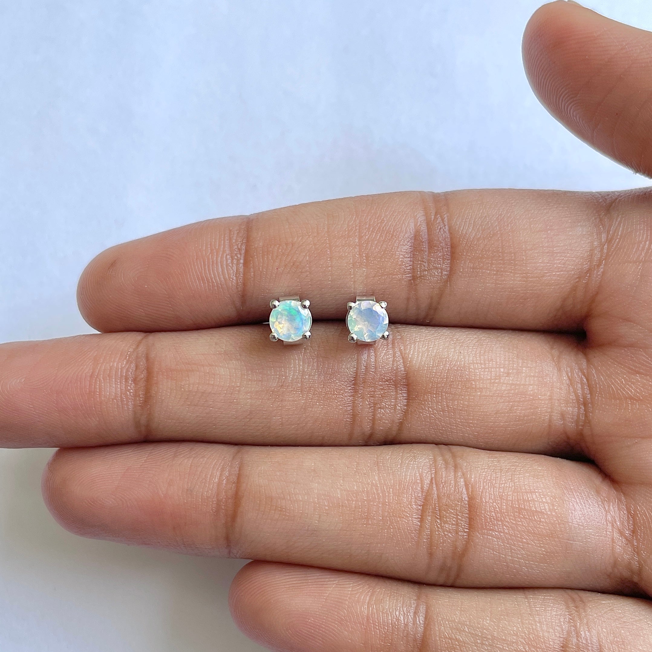 Opal Stud Earring-(OPL-RDE-1321)
