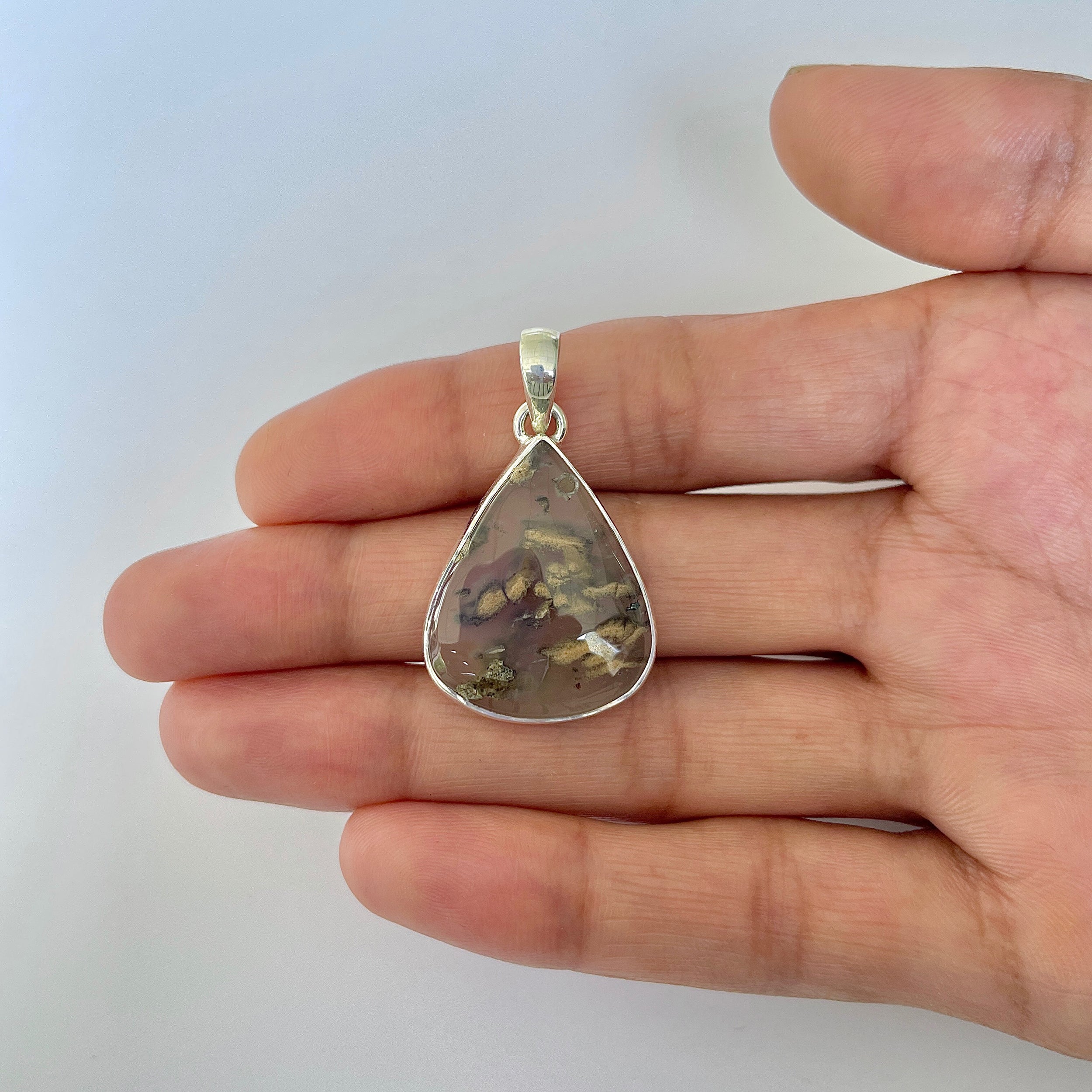 Plume Agate Pendant-(PLA-1-1)