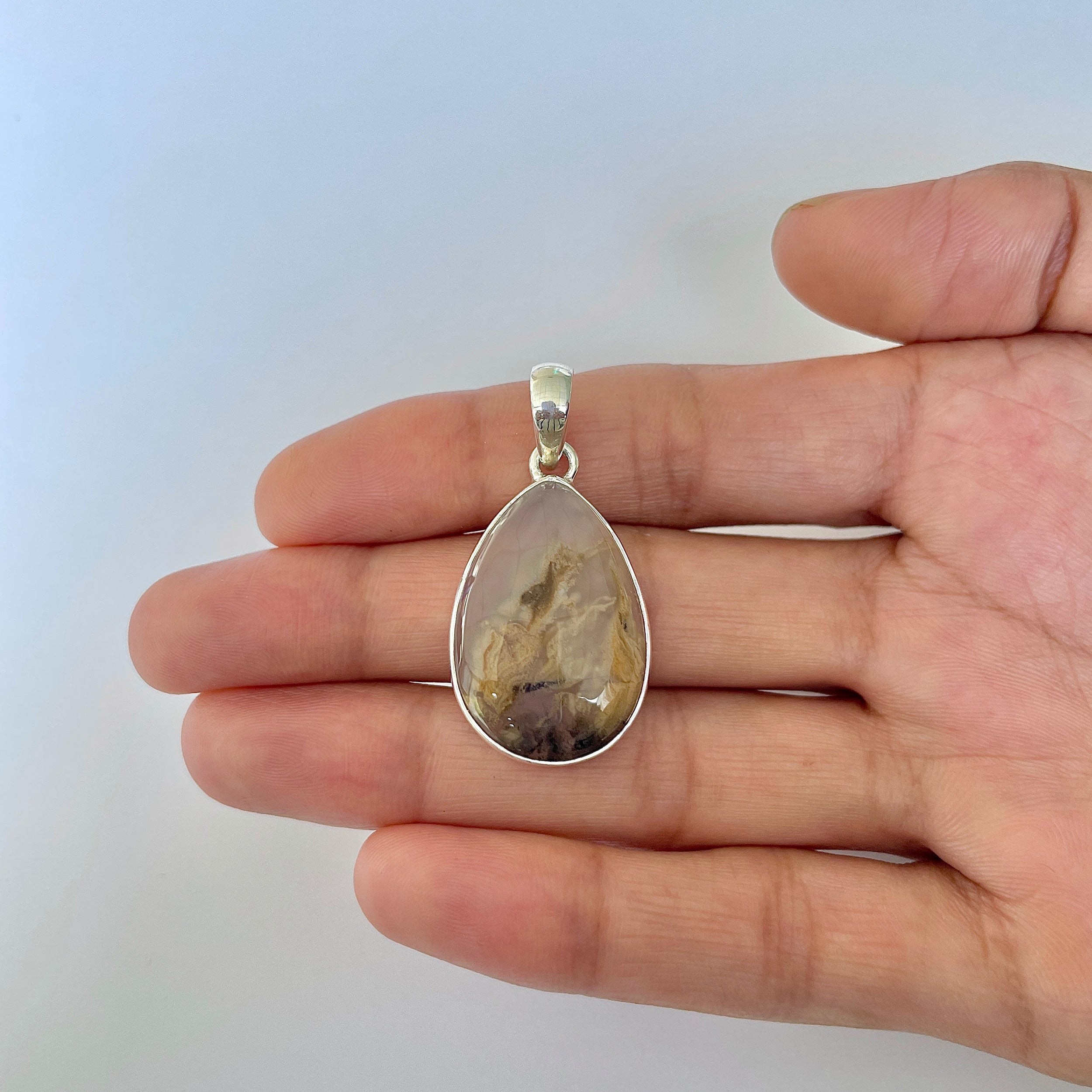 Plume Agate Pendant-(PLA-1-19)