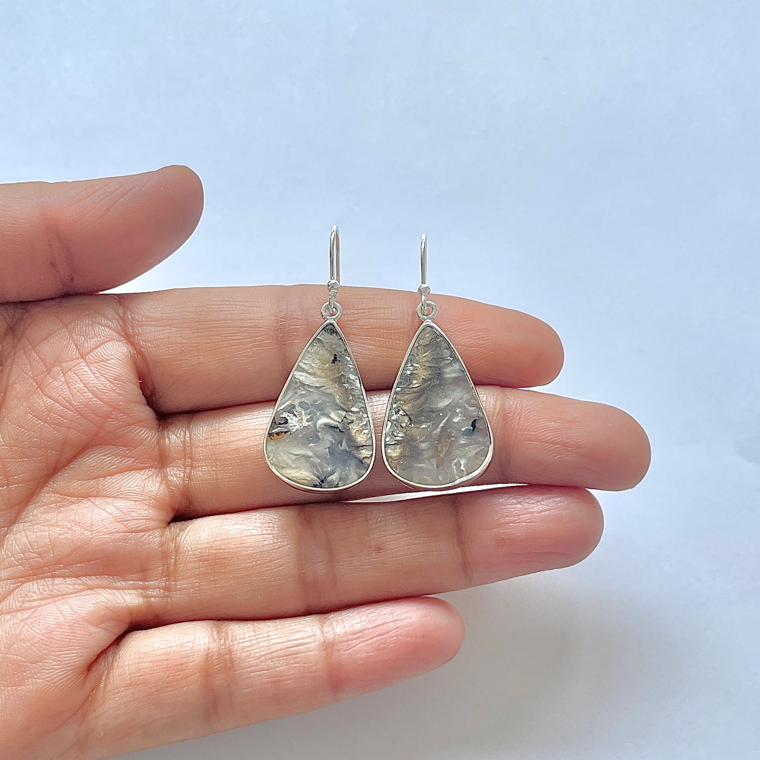 Plume Agate Earring-(PLA-3-11)