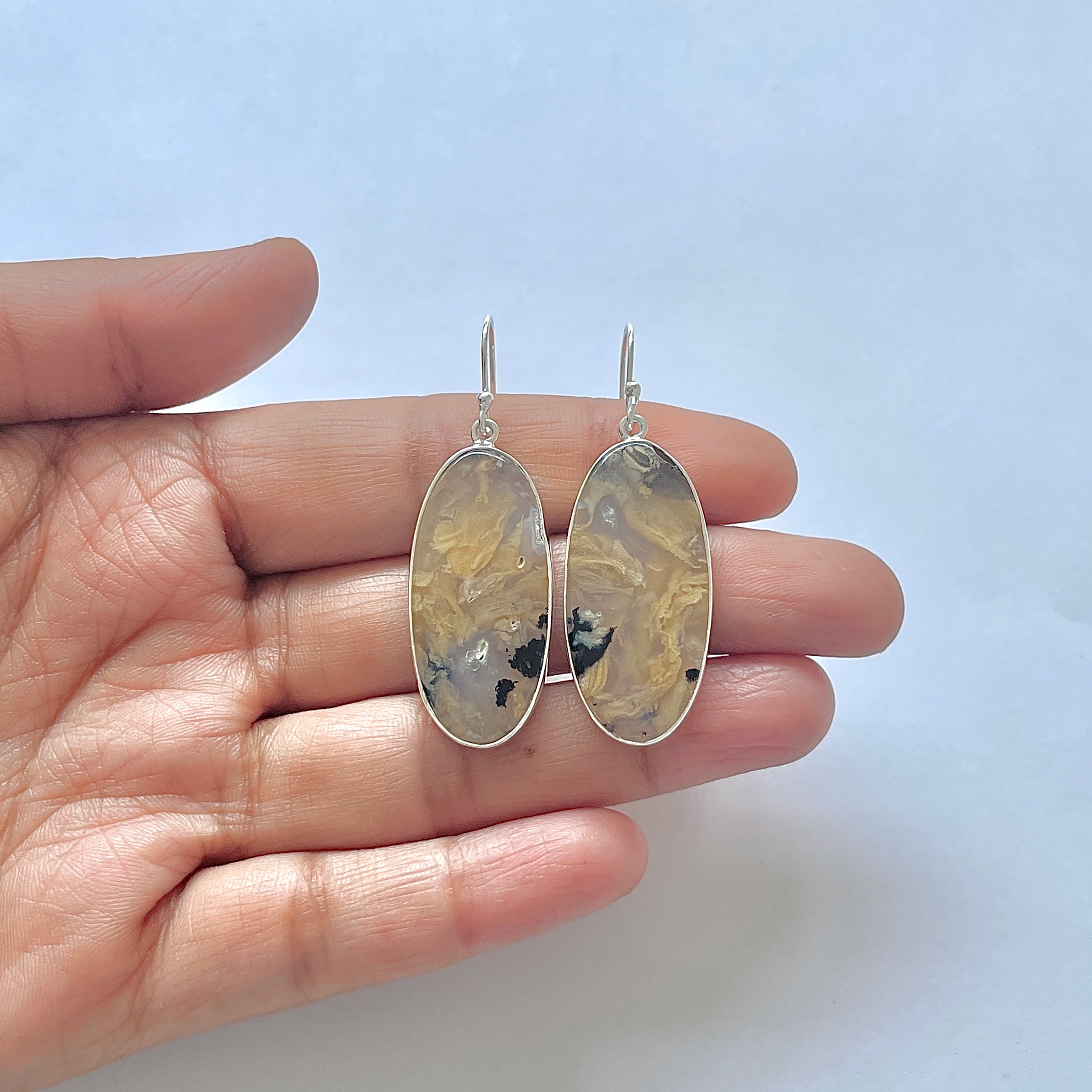 Plume Agate Earring-(PLA-3-12)