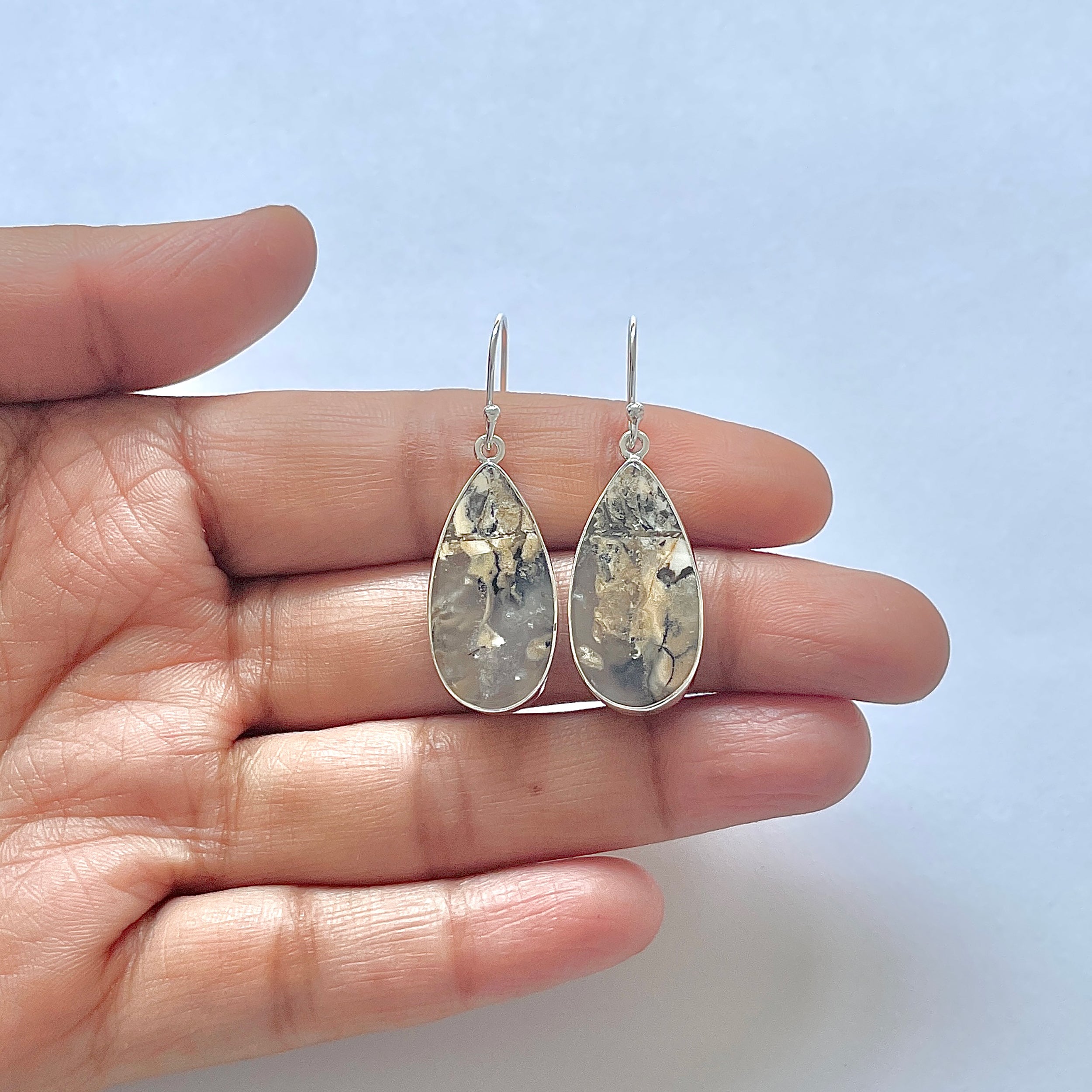 Plume Agate Earring-(PLA-3-13)