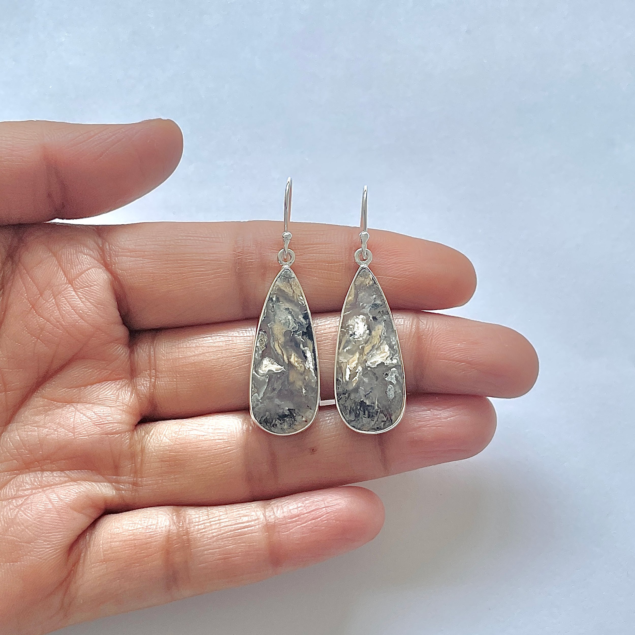 Plume Agate Earring-(PLA-3-15)