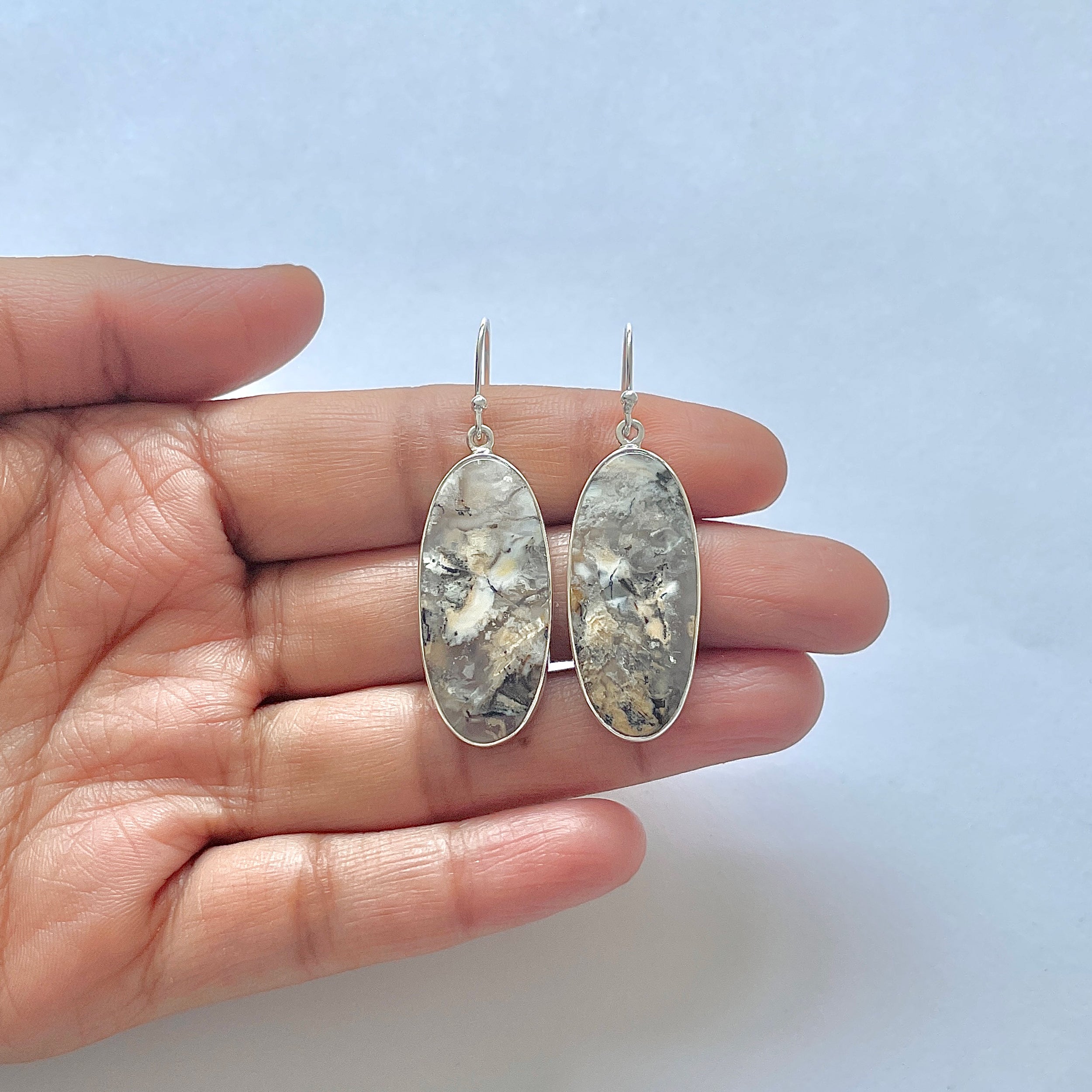 Plume Agate Earring-(PLA-3-16)