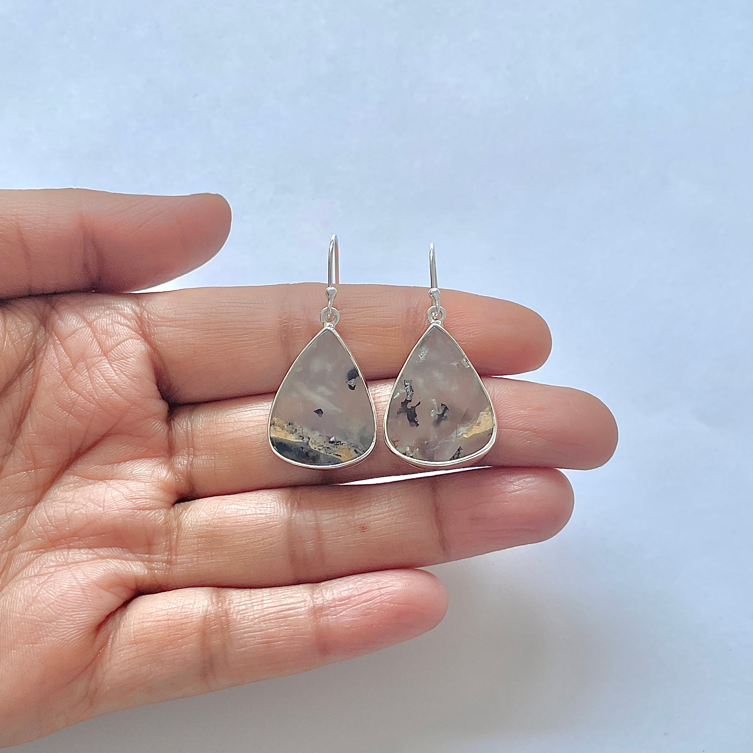 Plume Agate Earring-(PLA-3-21)