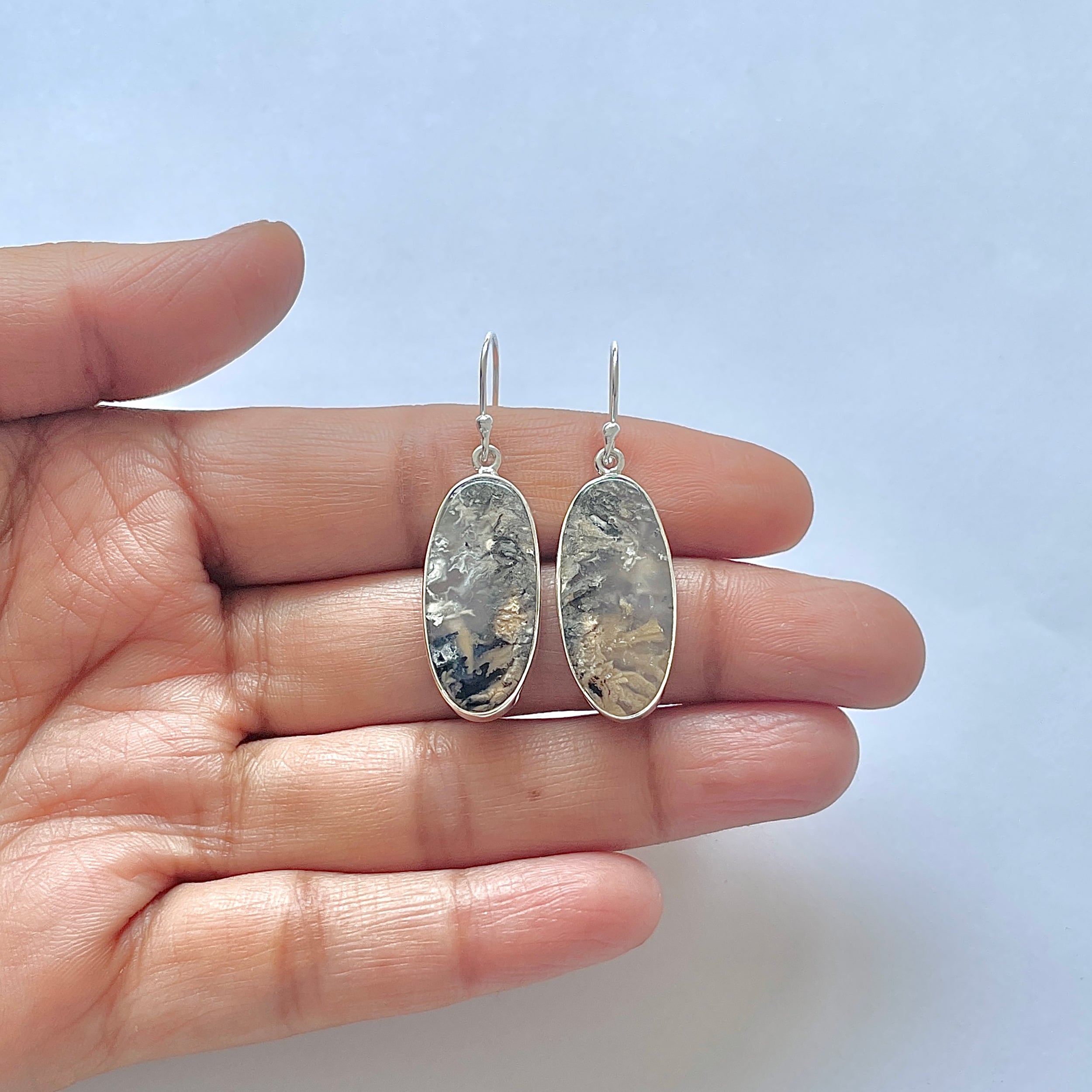 Plume Agate Earring-(PLA-3-22)