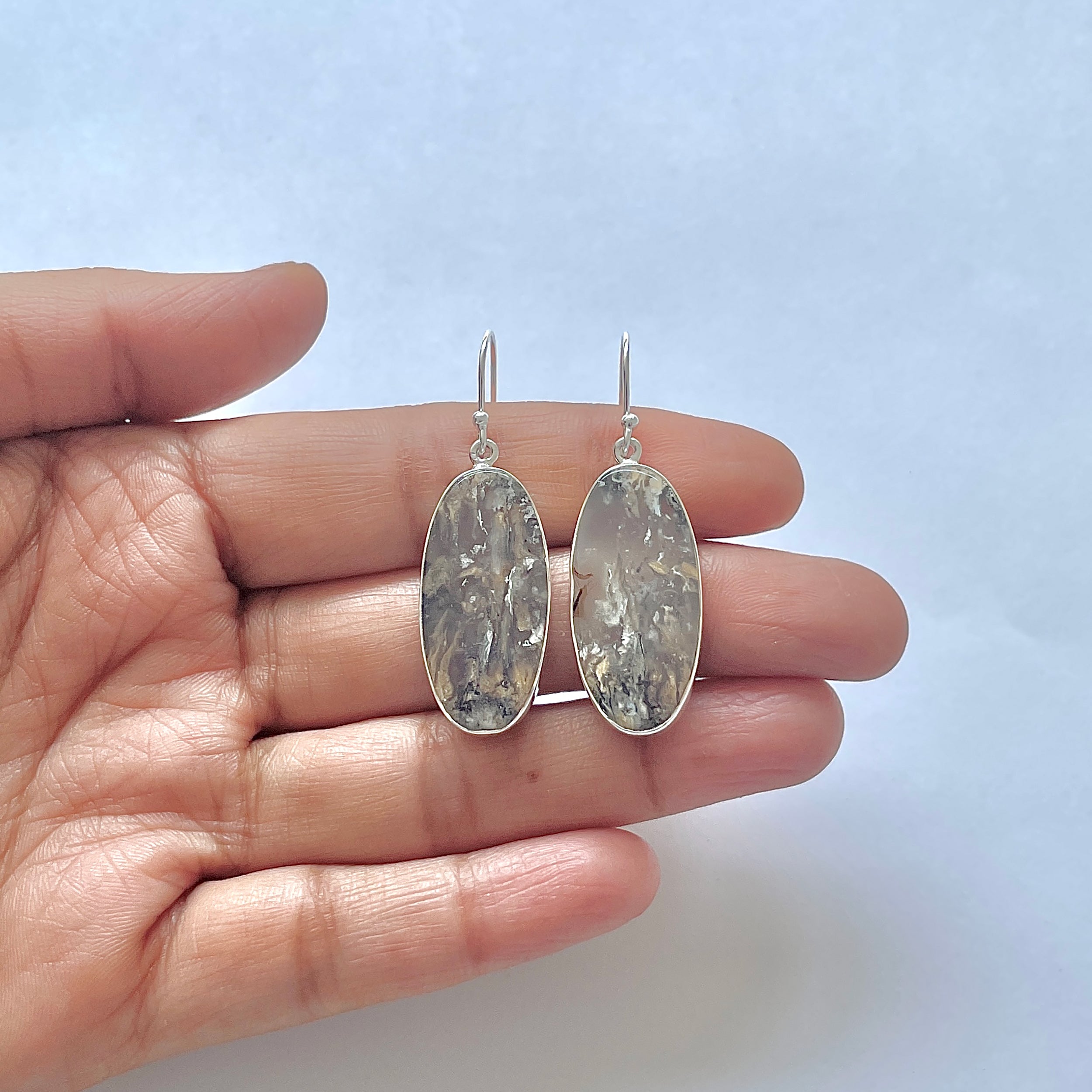Plume Agate Earring-(PLA-3-24)