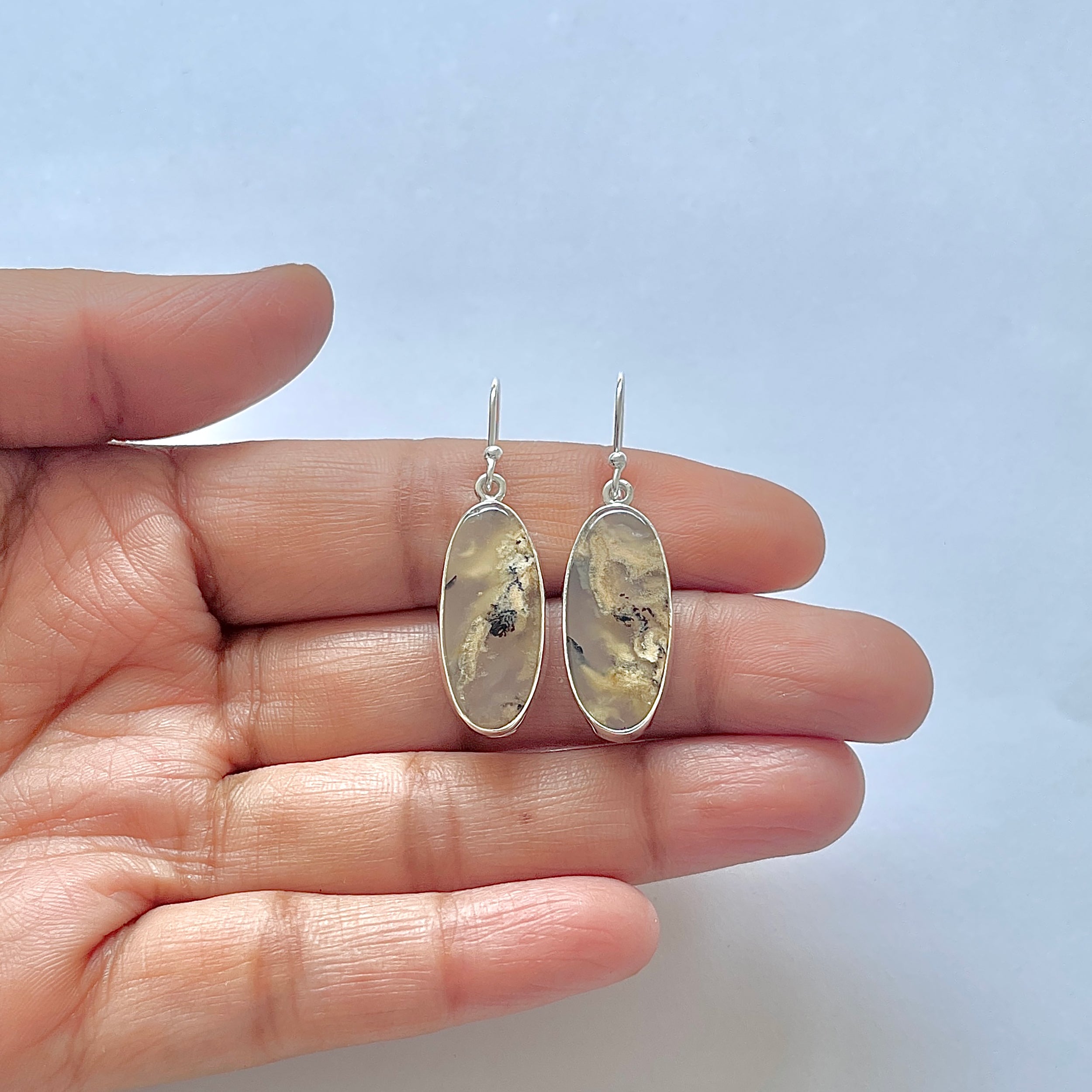 Plume Agate Earring-(PLA-3-28)
