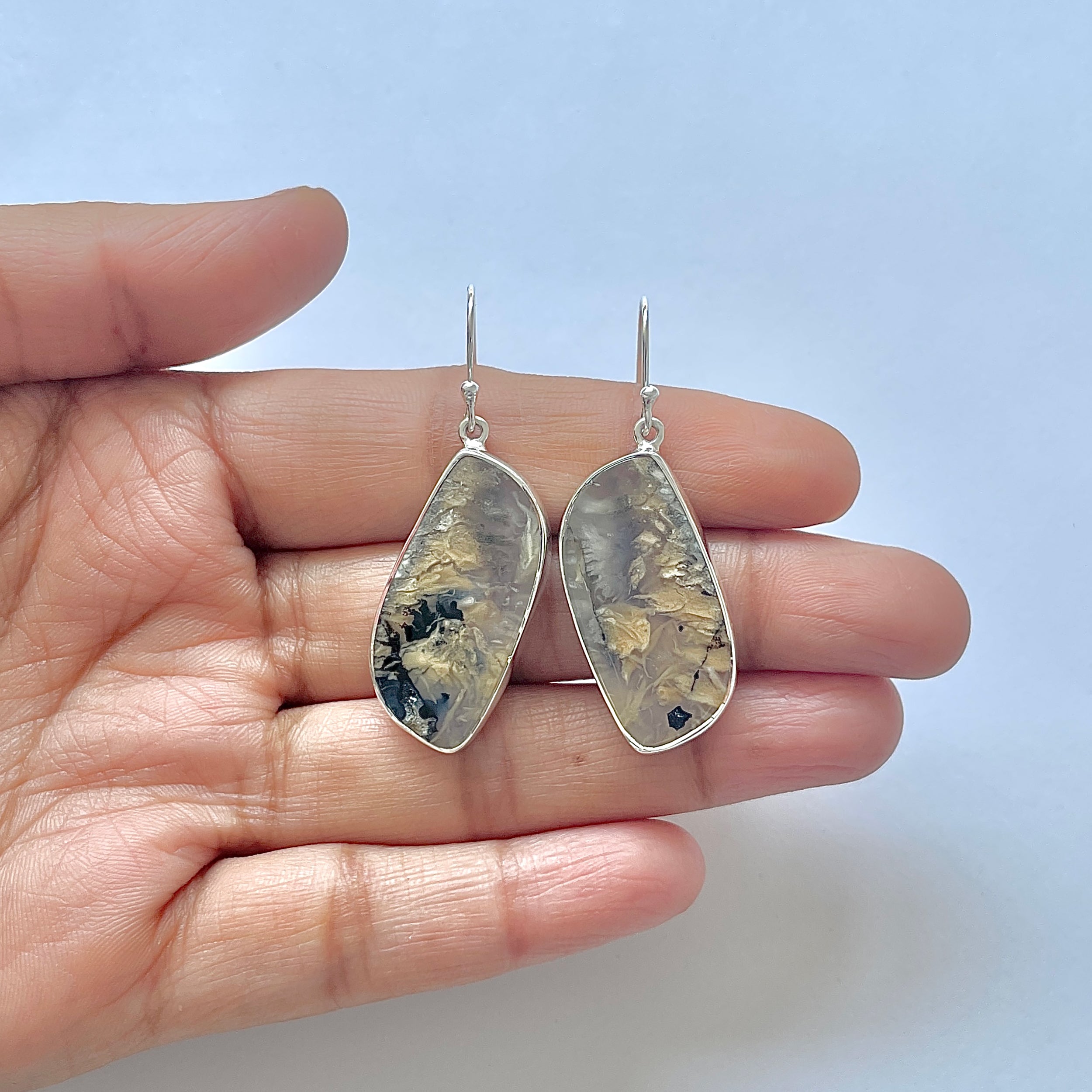 Plume Agate Earring-(PLA-3-29)