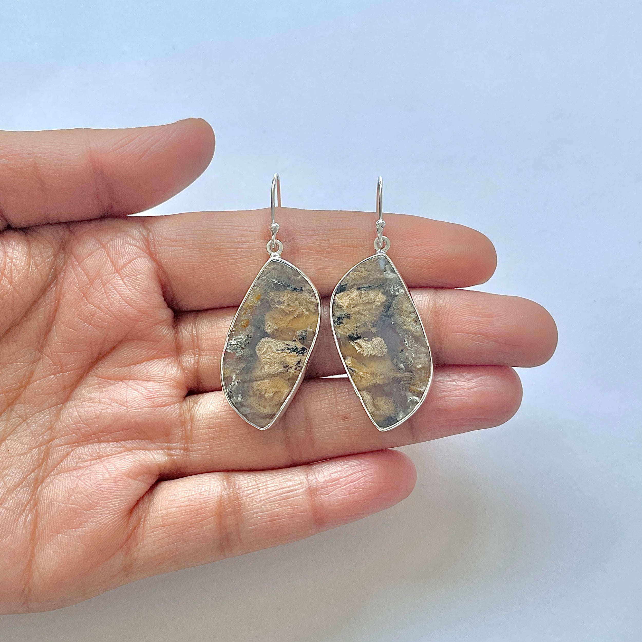 Plume Agate Earring-(PLA-3-30)