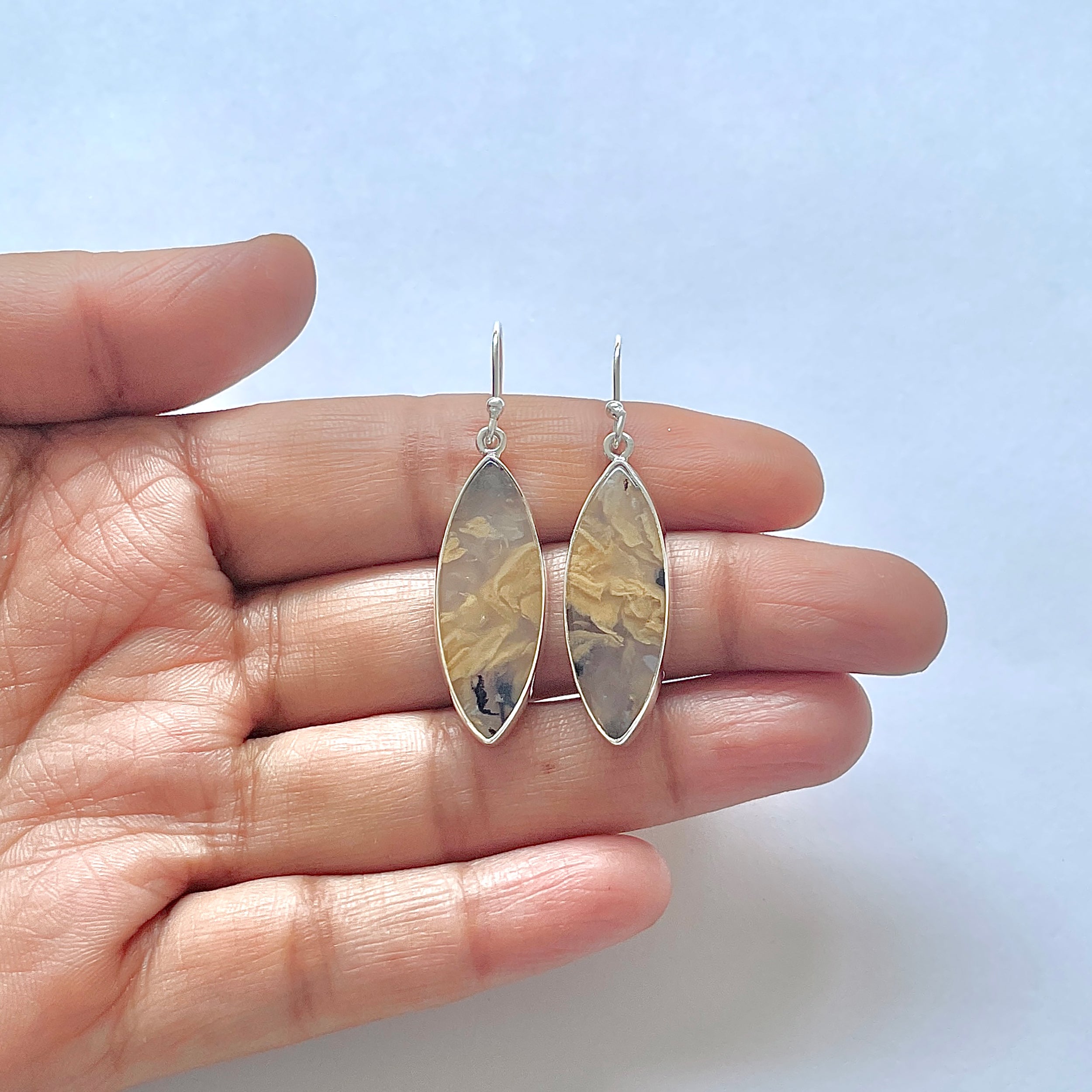 Plume Agate Earring-(PLA-3-5)