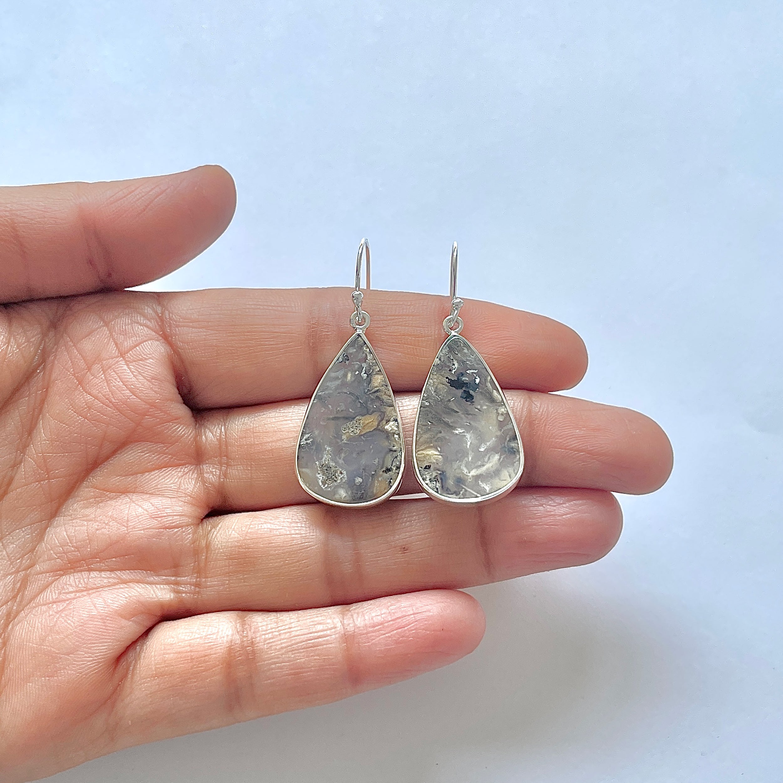 Plume Agate Earring-(PLA-3-8)