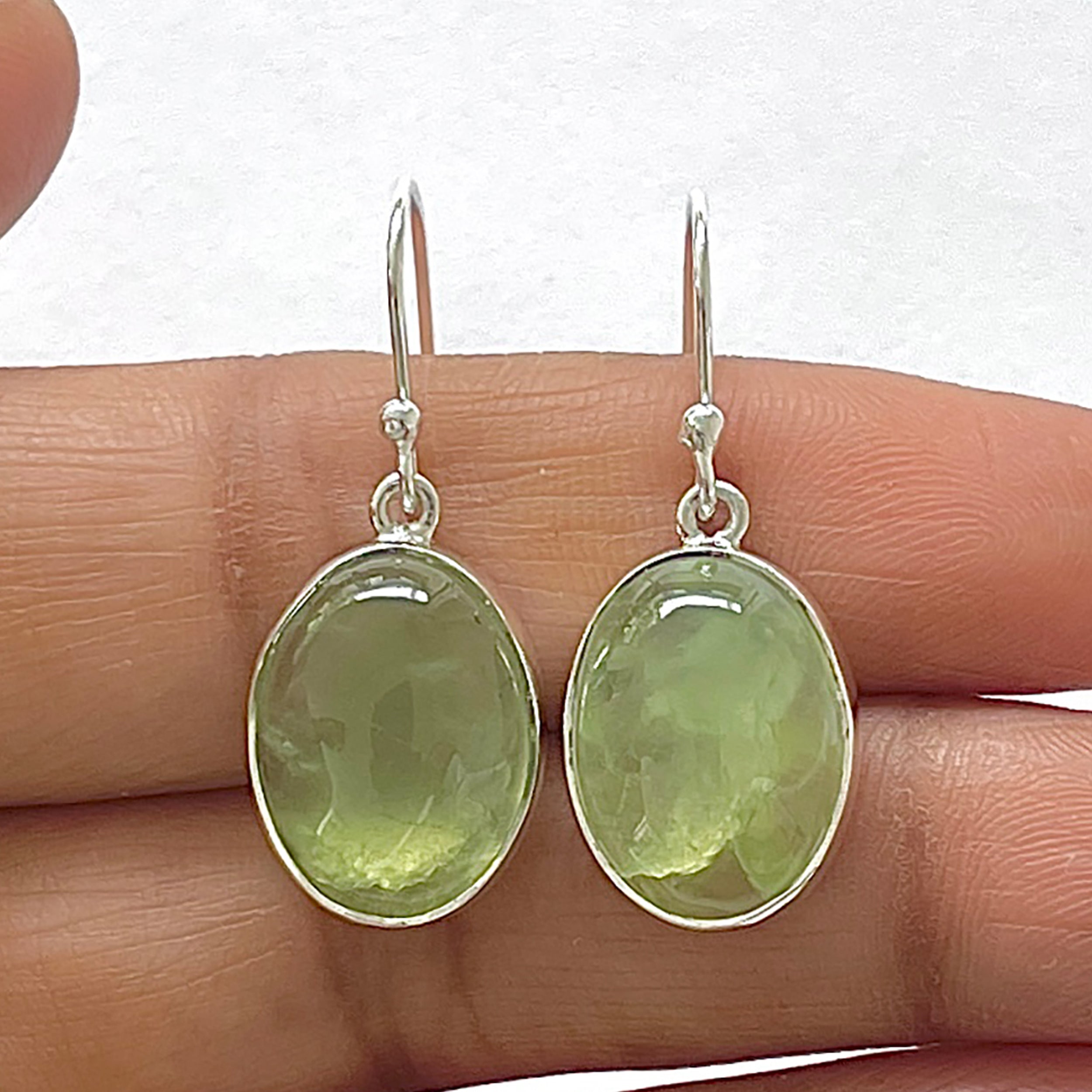 Prehnite Earring-(PRN-3-10)