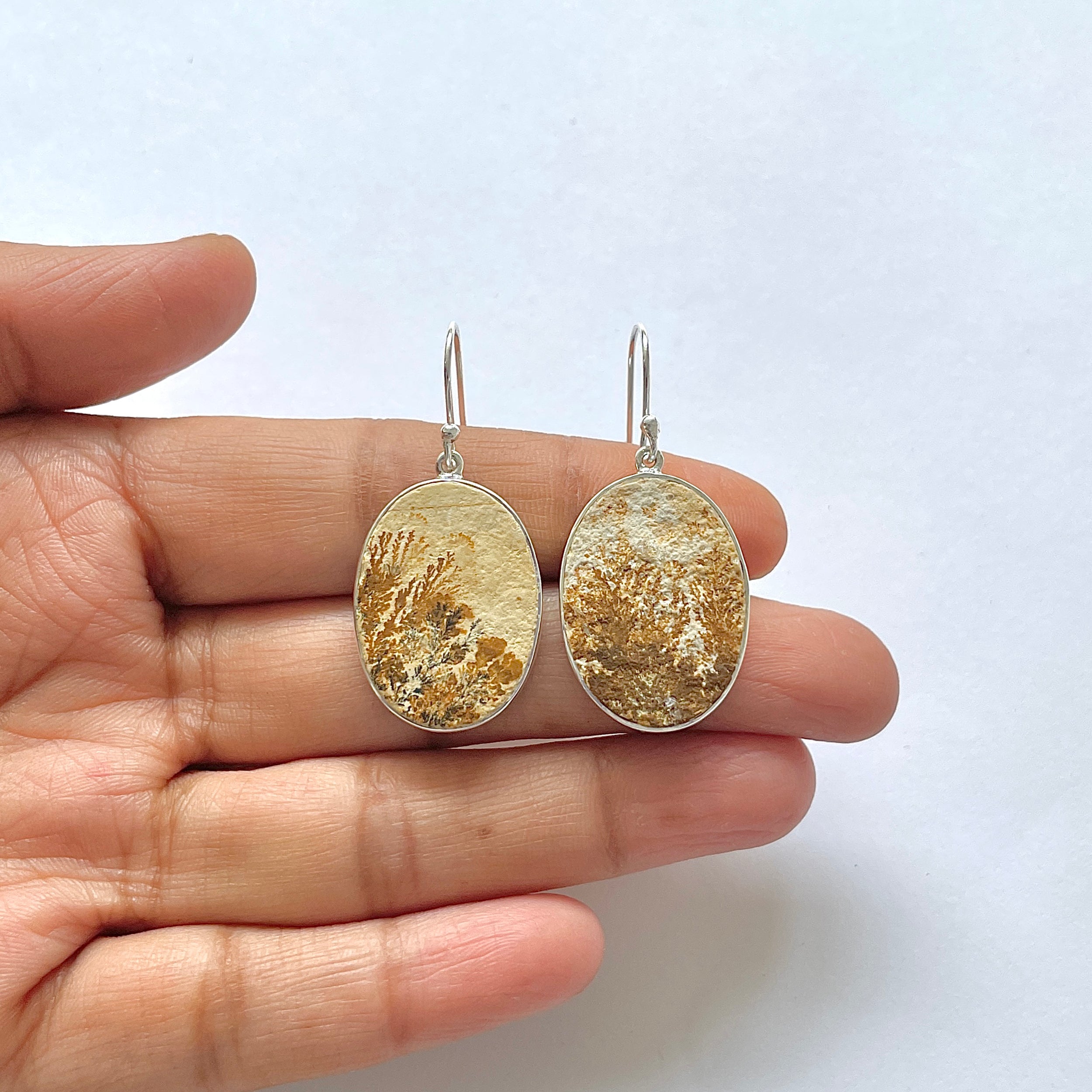 Psilomelane Dendrite Earring-(PSD-3-1)