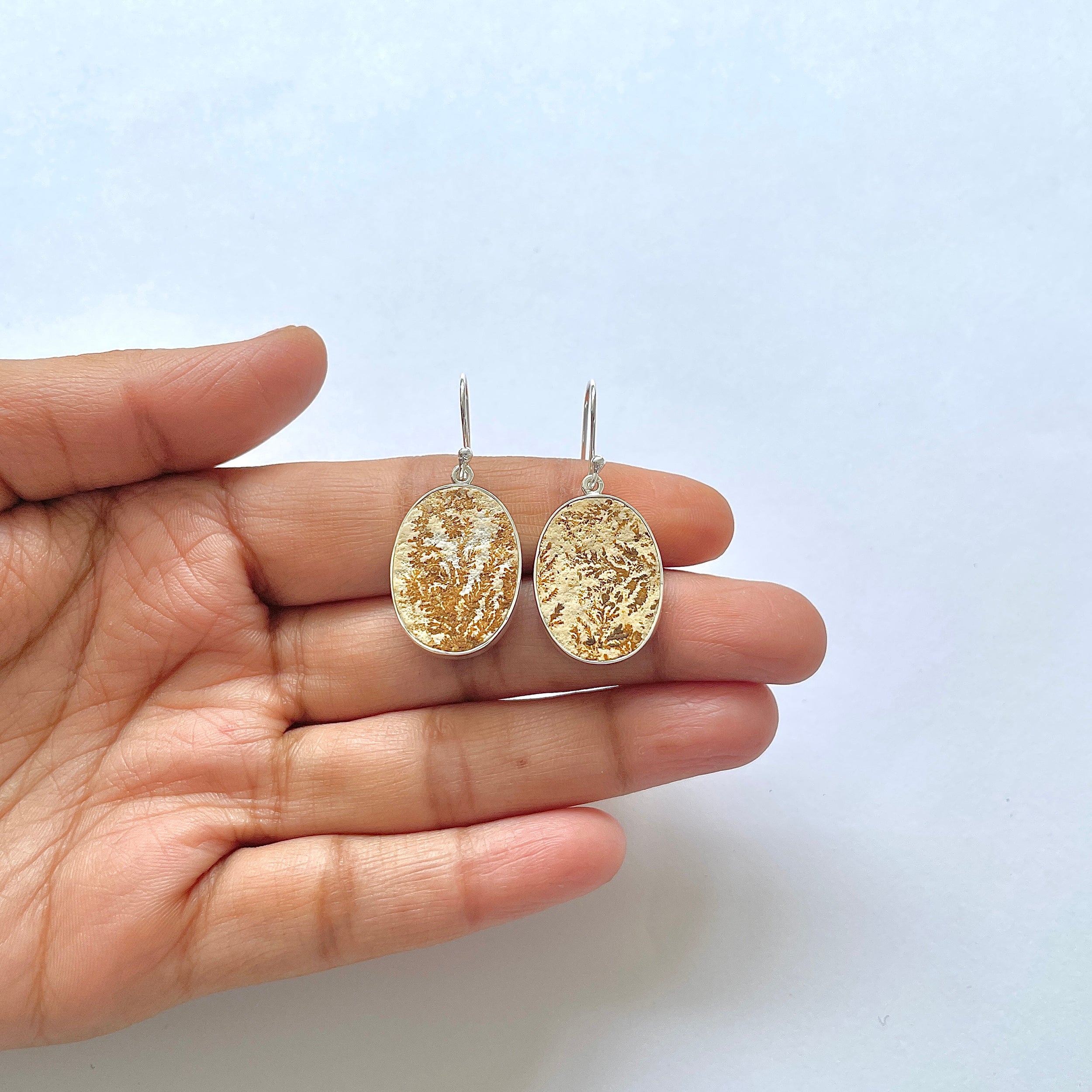 Psilomelane Dendrite Earring-(PSD-3-10)