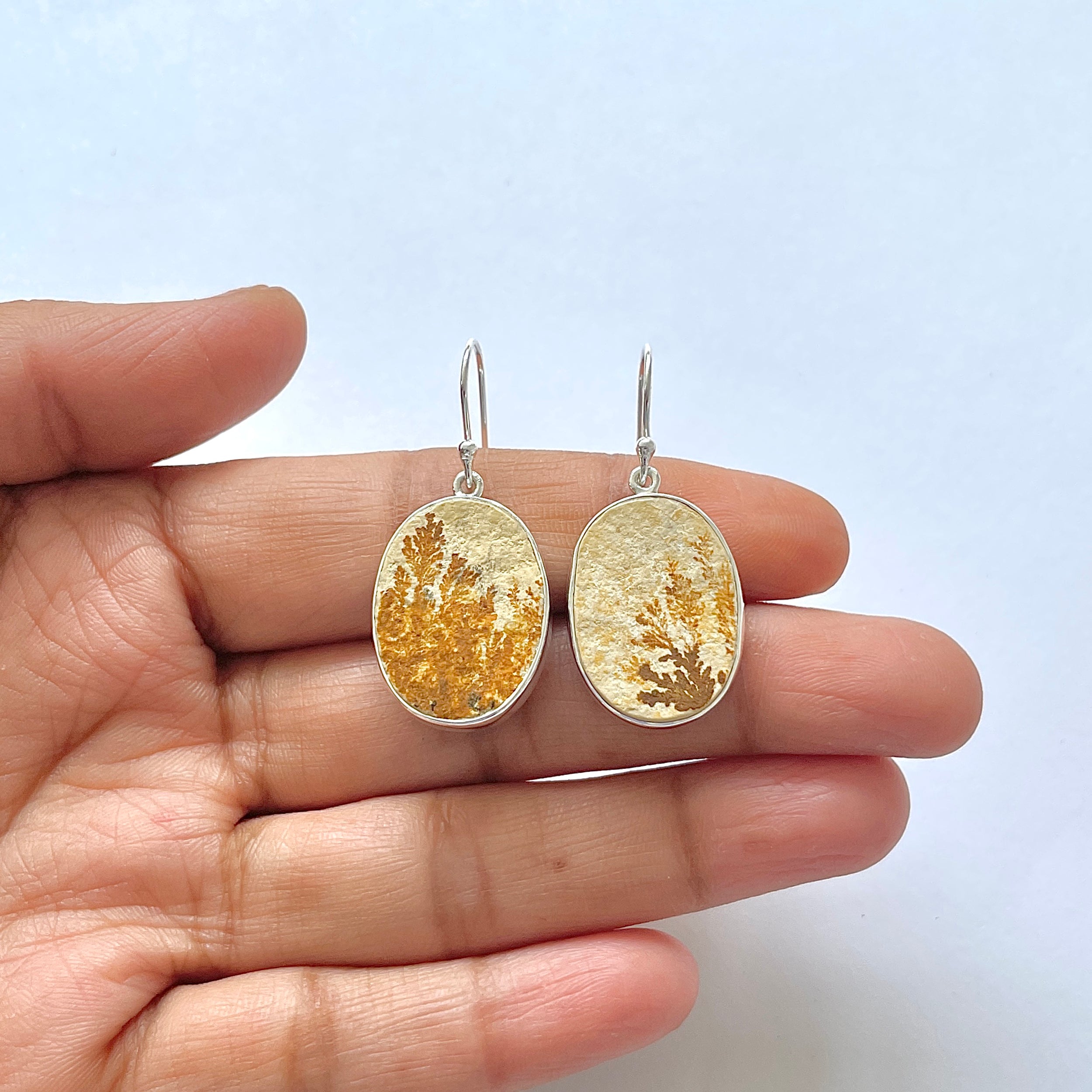 Psilomelane Dendrite Earring-(PSD-3-11)