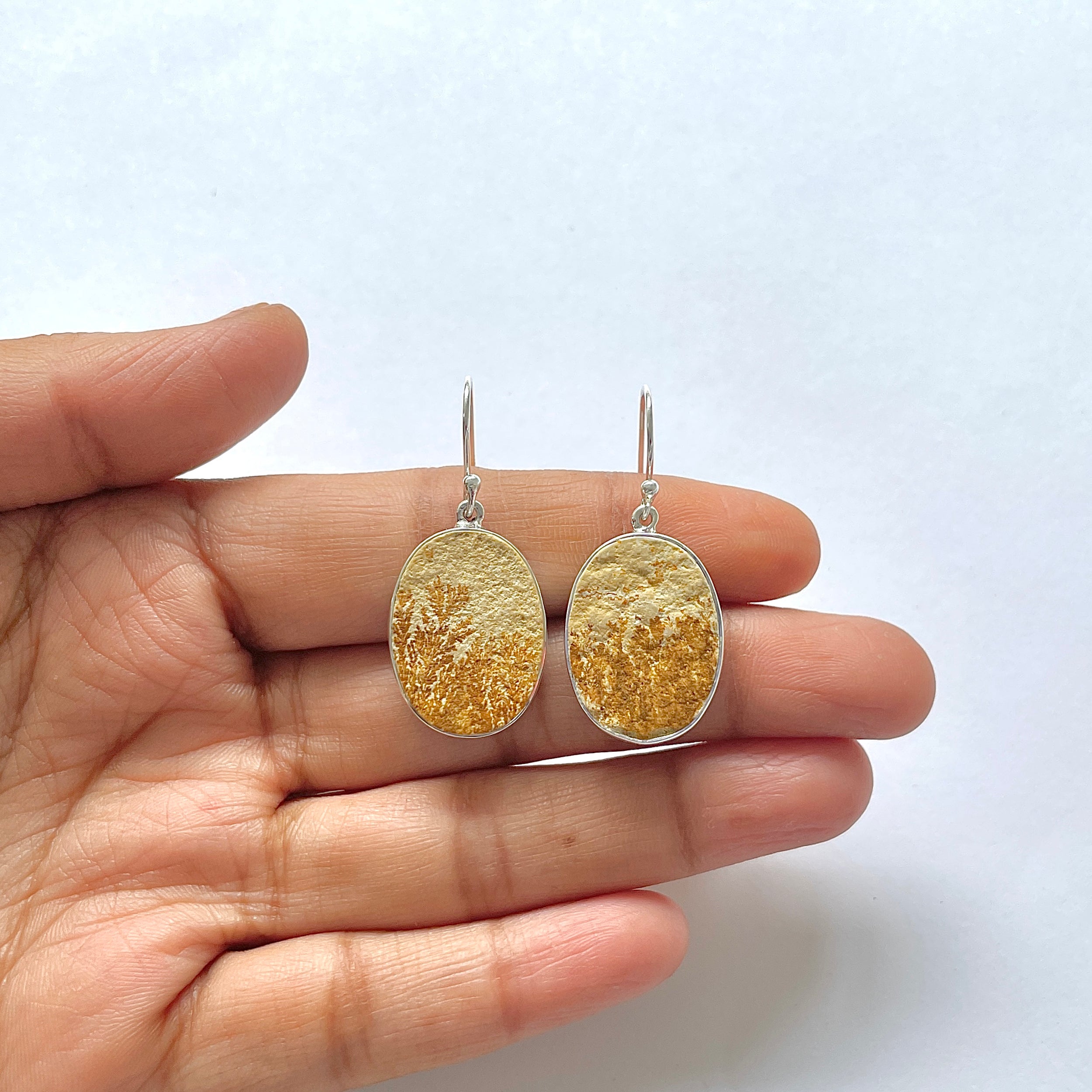 Psilomelane Dendrite Earring-(PSD-3-2)