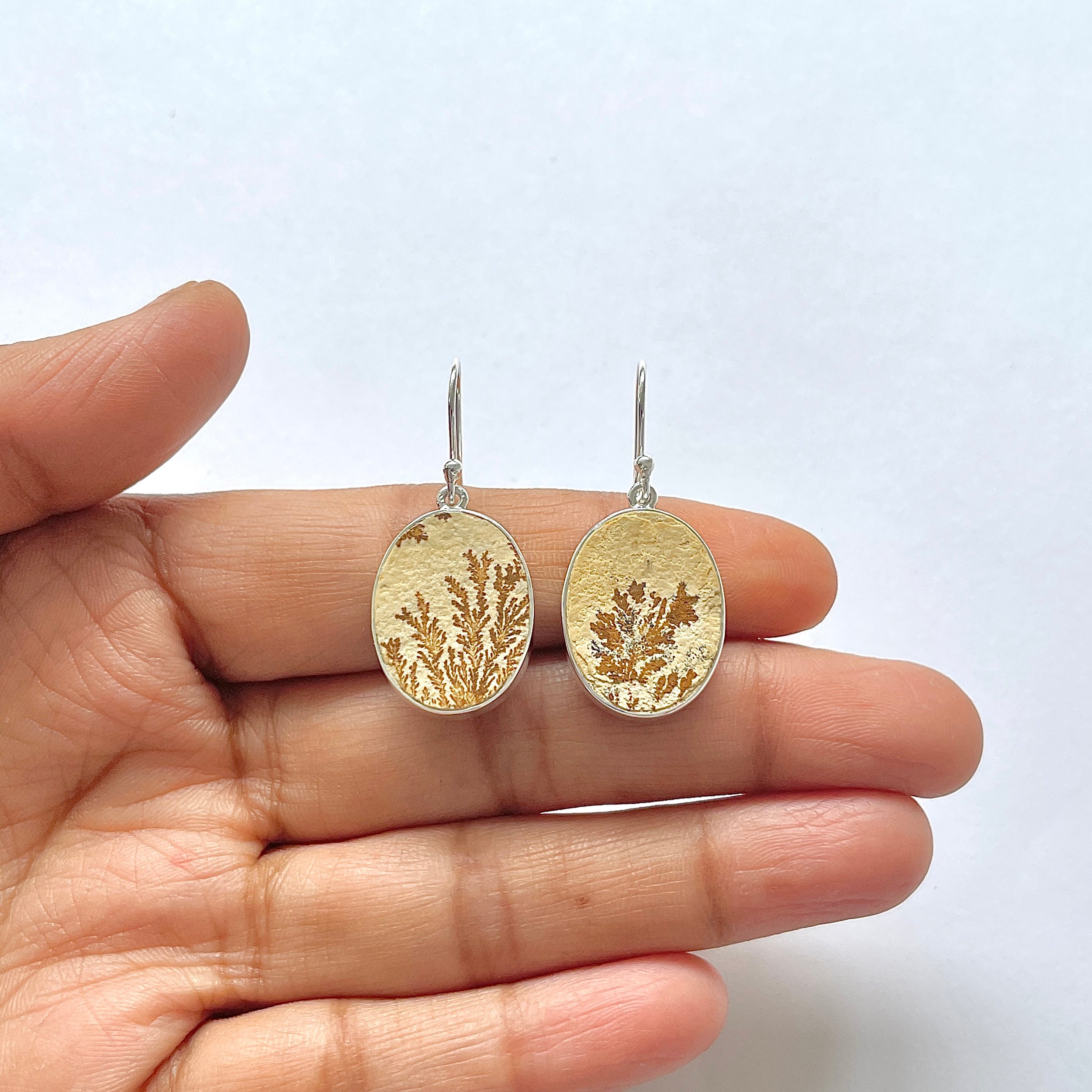 Psilomelane Dendrite Earring-(PSD-3-3)