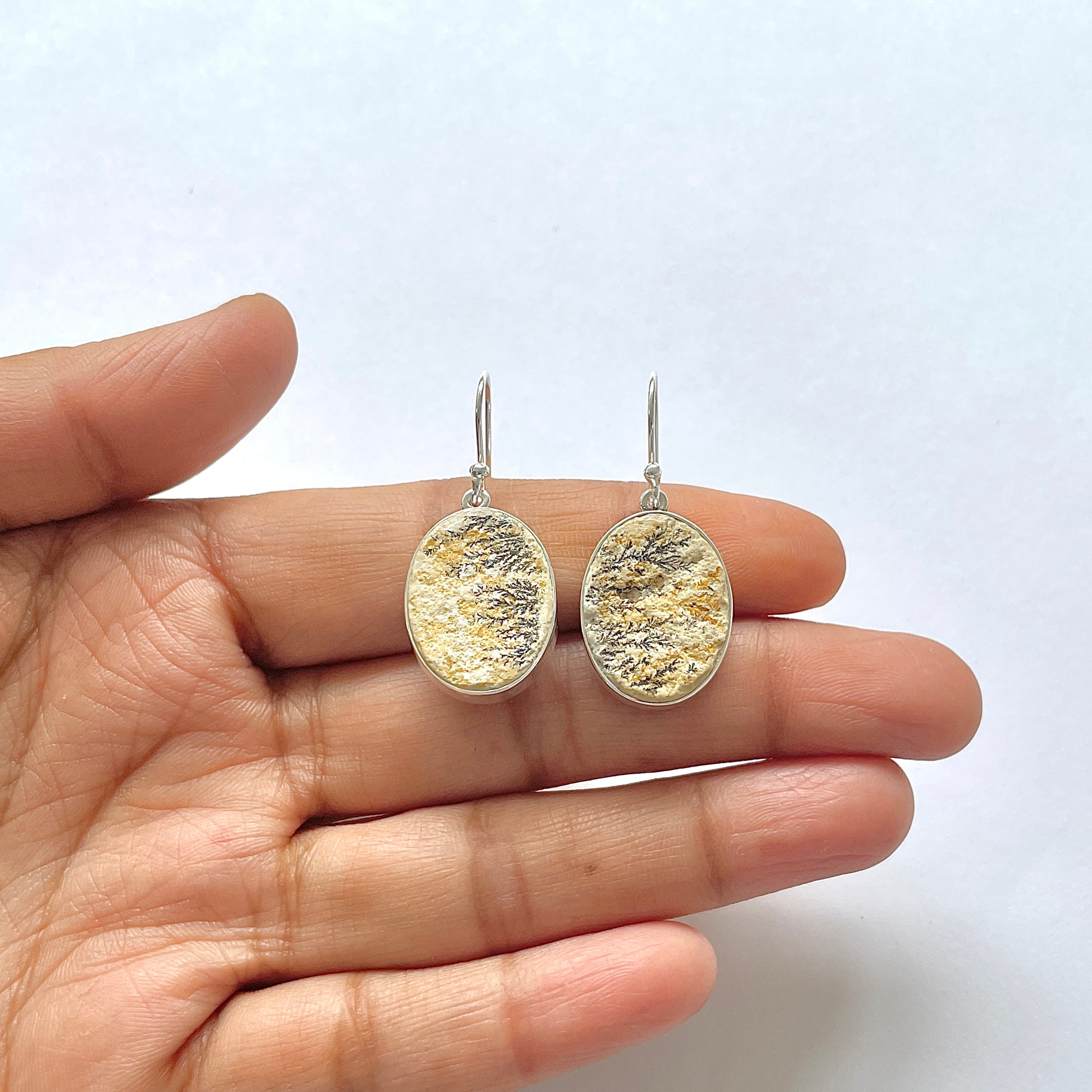 Psilomelane Dendrite Earring-(PSD-3-4)