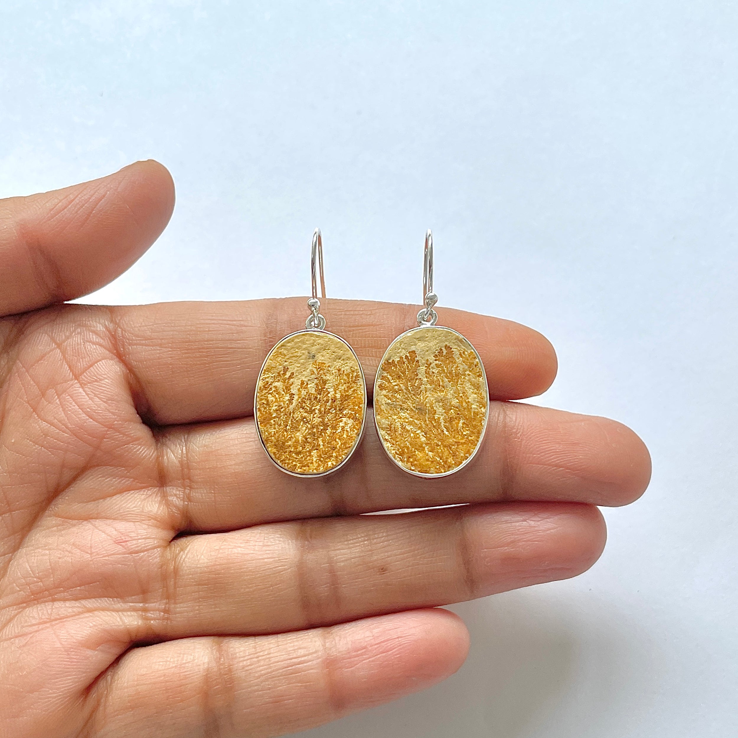 Psilomelane Dendrite Earring-(PSD-3-5)