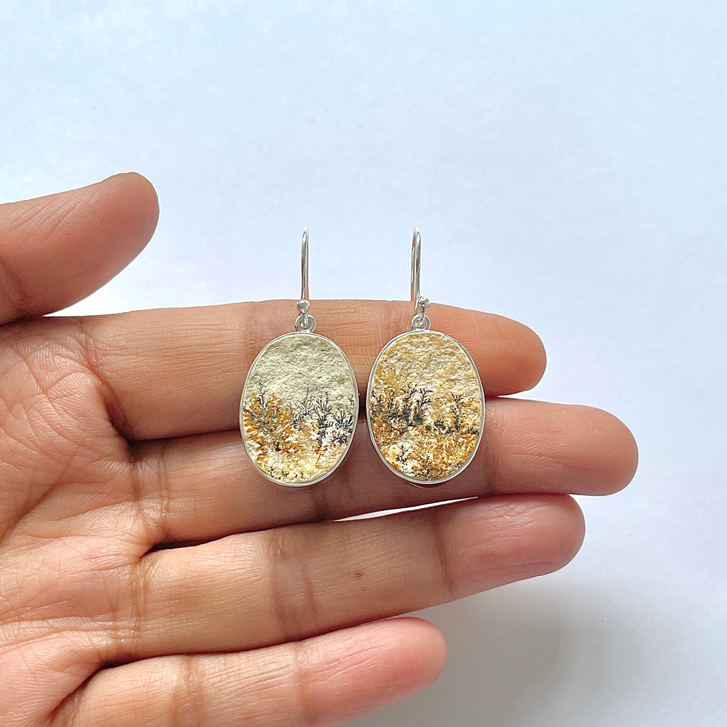 Psilomelane Dendrite Earring-(PSD-3-6)