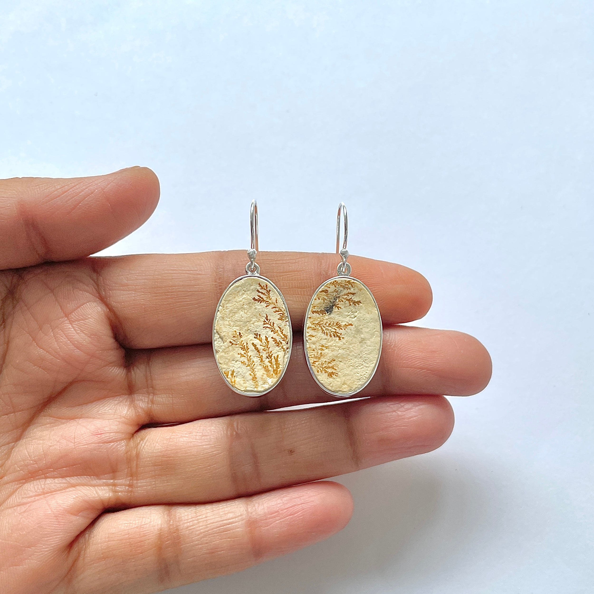 Psilomelane Dendrite Earring-(PSD-3-8)