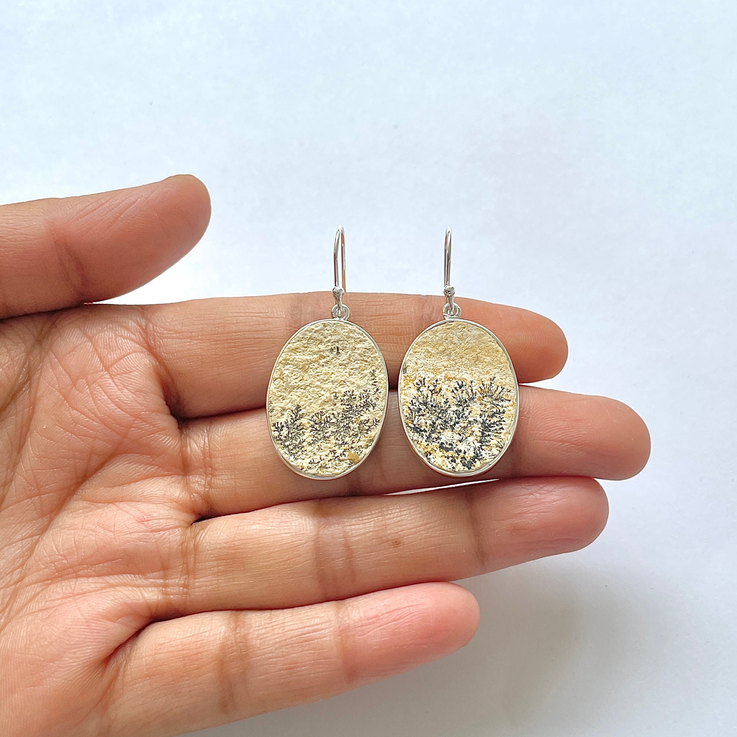Psilomelane Dendrite Earring-(PSD-3-9)